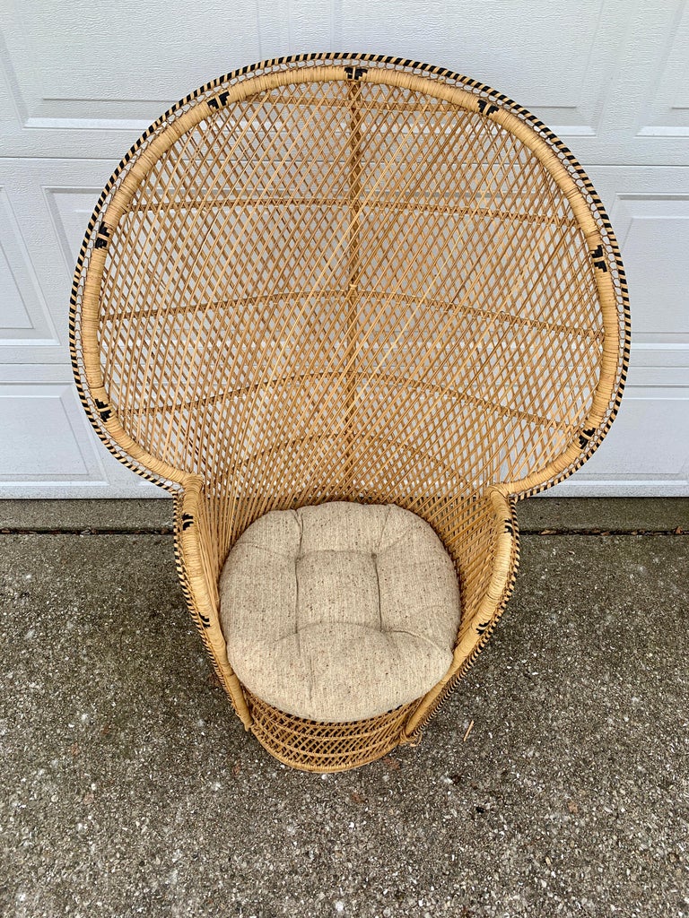 Bohemian Wicker Emanuelle Peacock Chair For Sale at 1stDibs