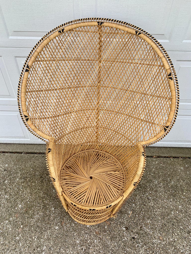 Bohemian Wicker Emanuelle Peacock Chair For Sale at 1stDibs