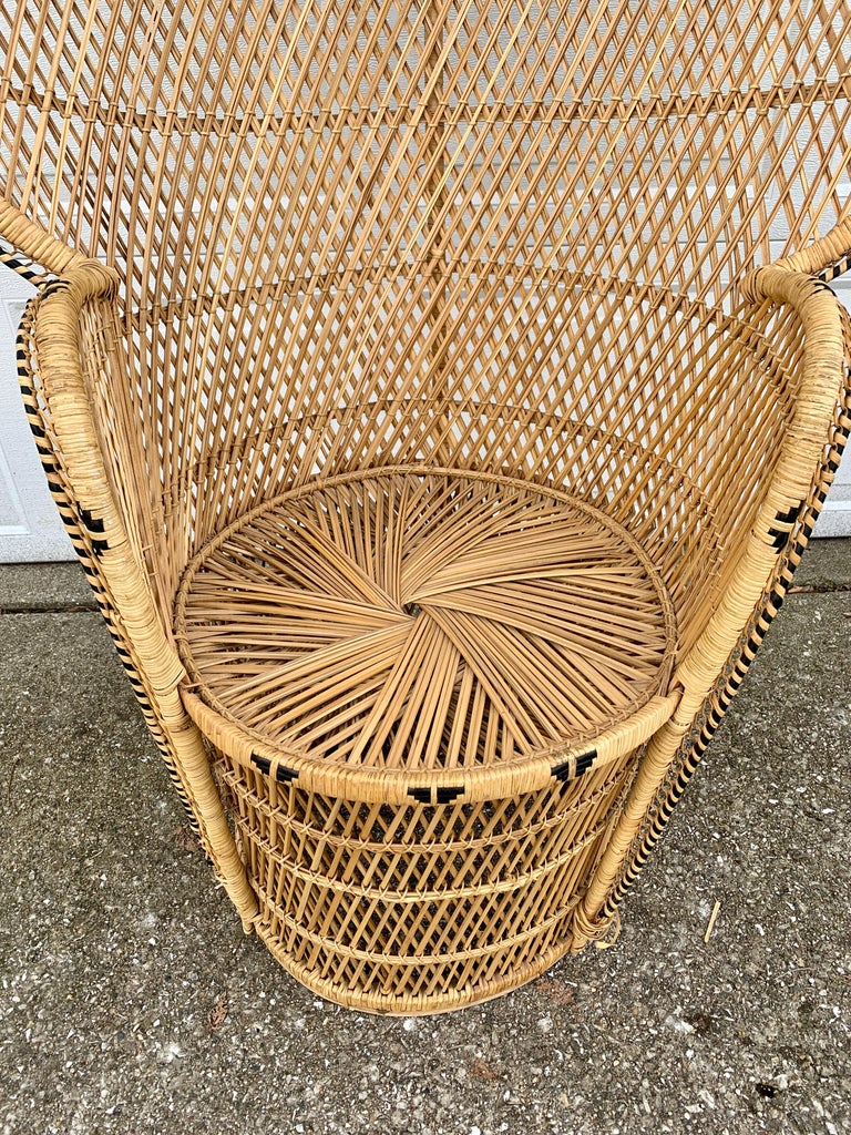 Bohemian Wicker Emanuelle Peacock Chair For Sale at 1stDibs