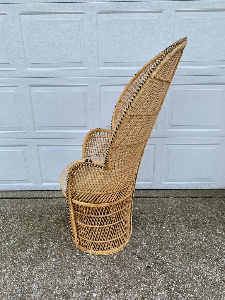 Bohemian Wicker Emanuelle Peacock Chair For Sale at 1stDibs
