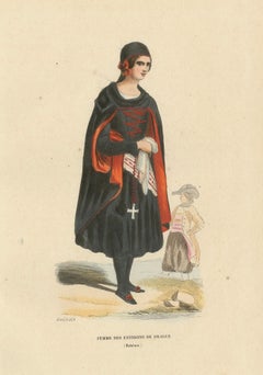 Böhmische Frau bei Prag, Handkolorierte Lithographie, um 1845