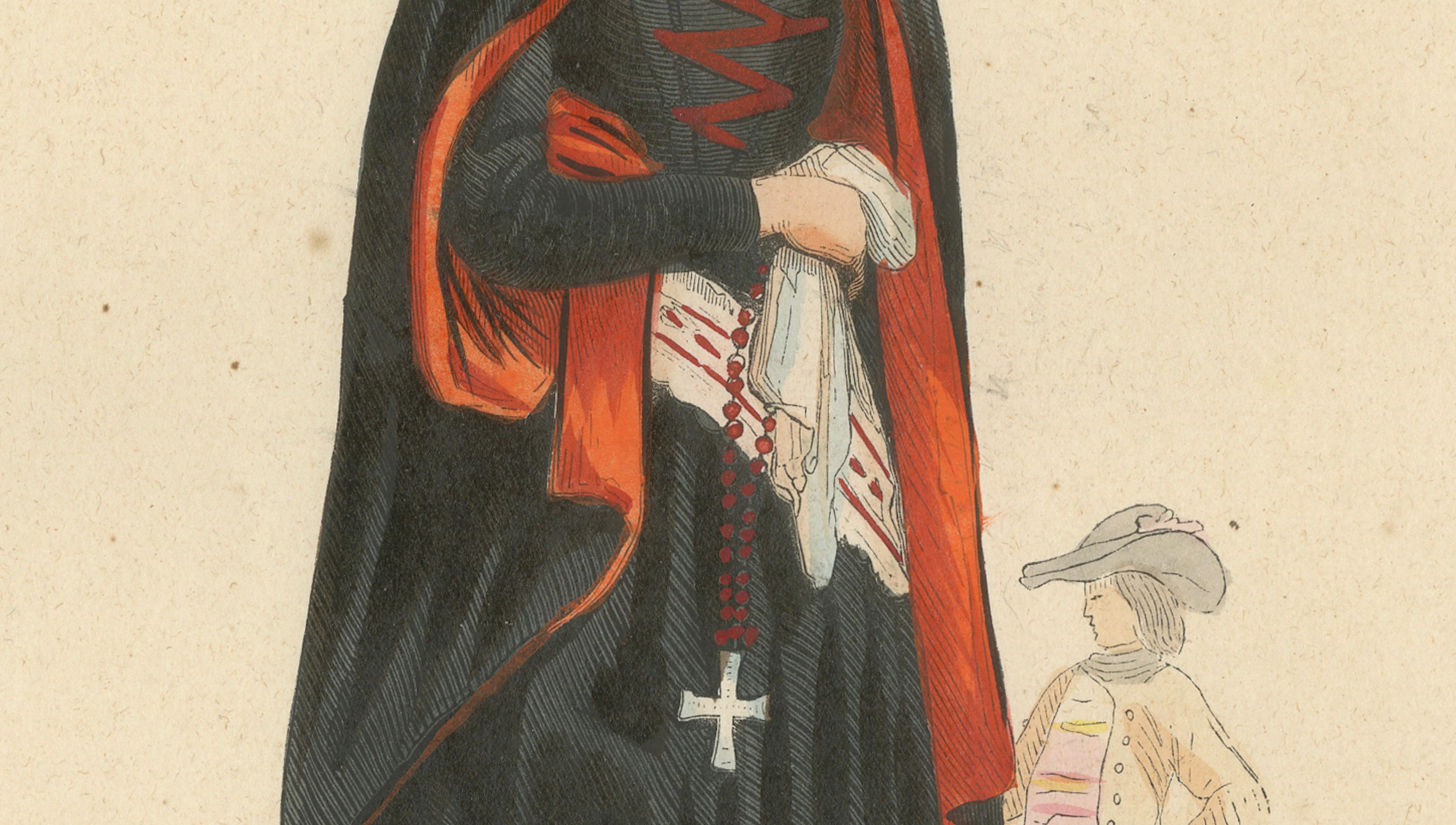 Bohemian Woman near Prague, Hand-Coloured Lithograph, c.1845
