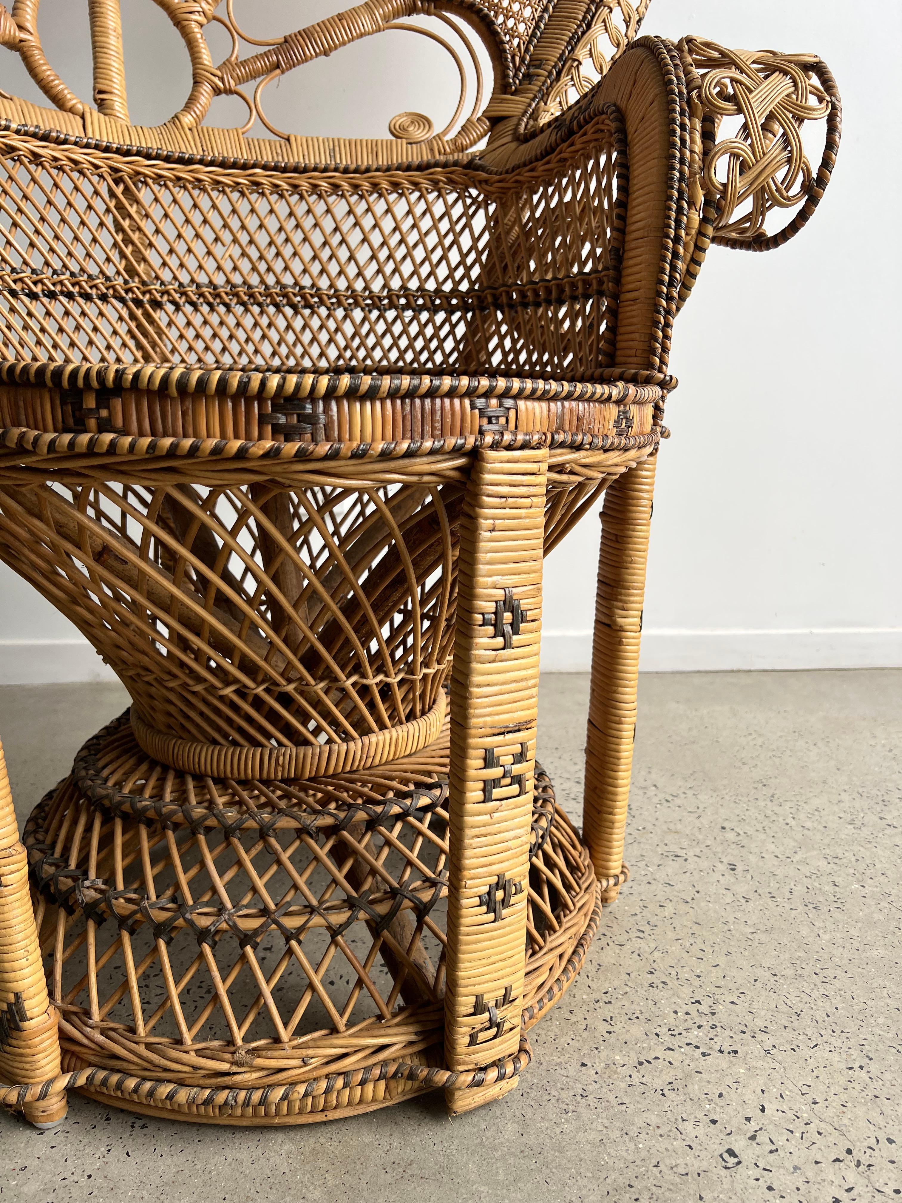 Bohemian Woven Rattan Peacock Armchair In Good Condition In Byron Bay, NSW