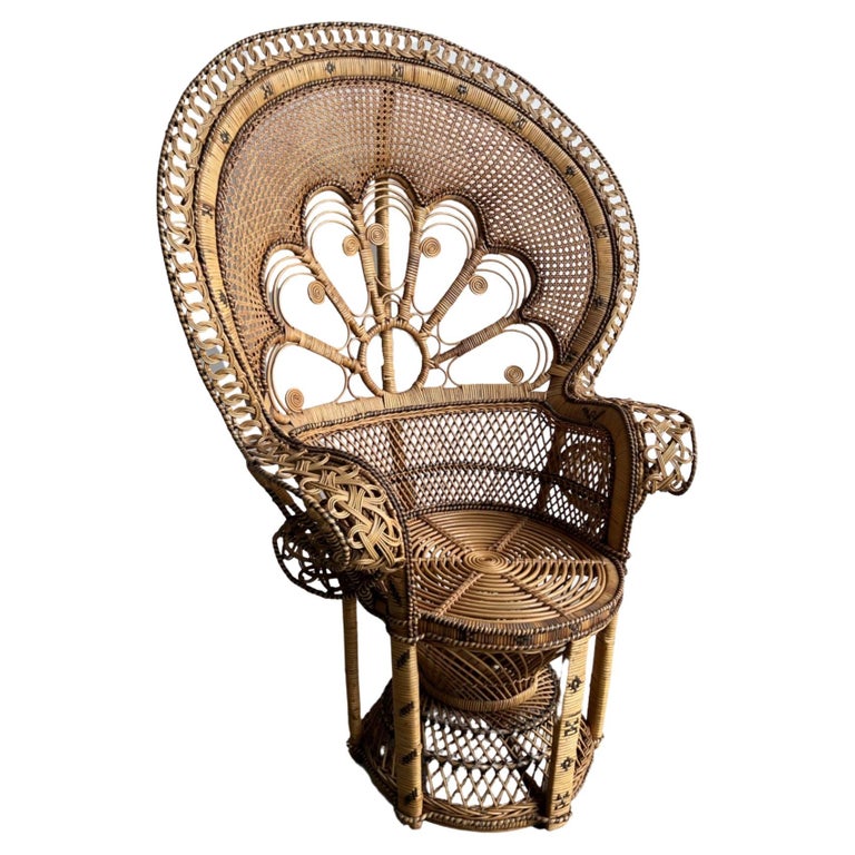 Bohemian Woven Rattan Peacock Armchair For Sale at 1stDibs