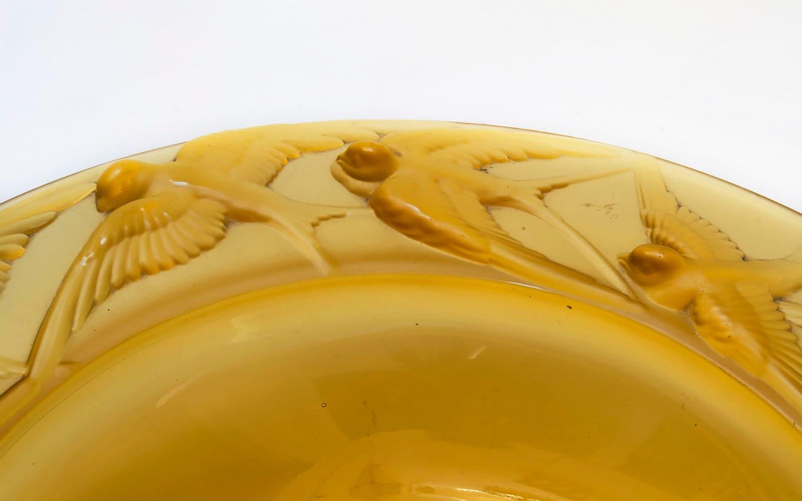 Hand-Crafted Bohemian yellow glass centerpiece from the 19th century For Sale