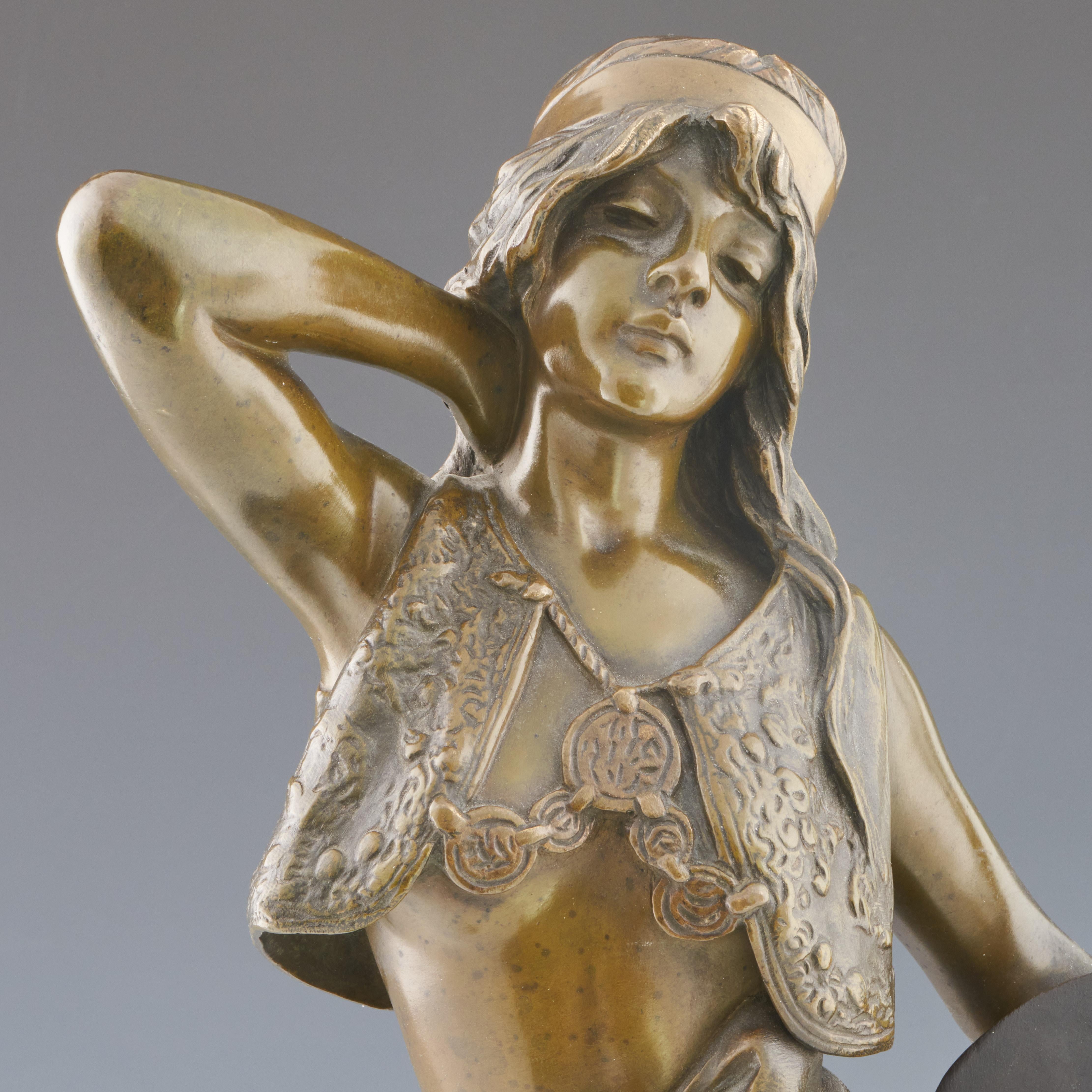 Jugendstil-Bronzeskulptur „Bohemienne“ von Emmanuel Villanis, um 1890 im Angebot 5