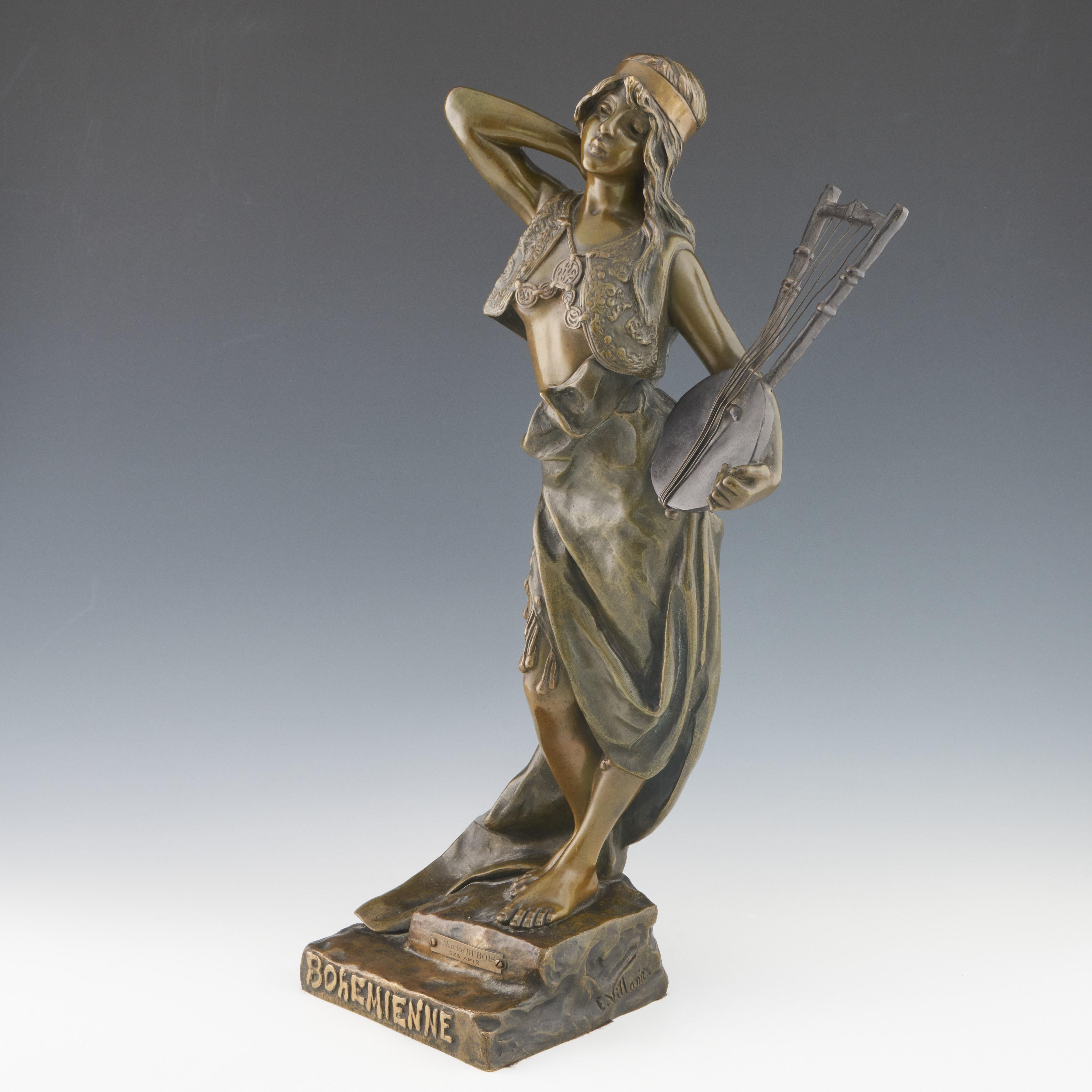 Jugendstil-Bronzeskulptur „Bohemienne“ von Emmanuel Villanis, um 1890 im Angebot 8