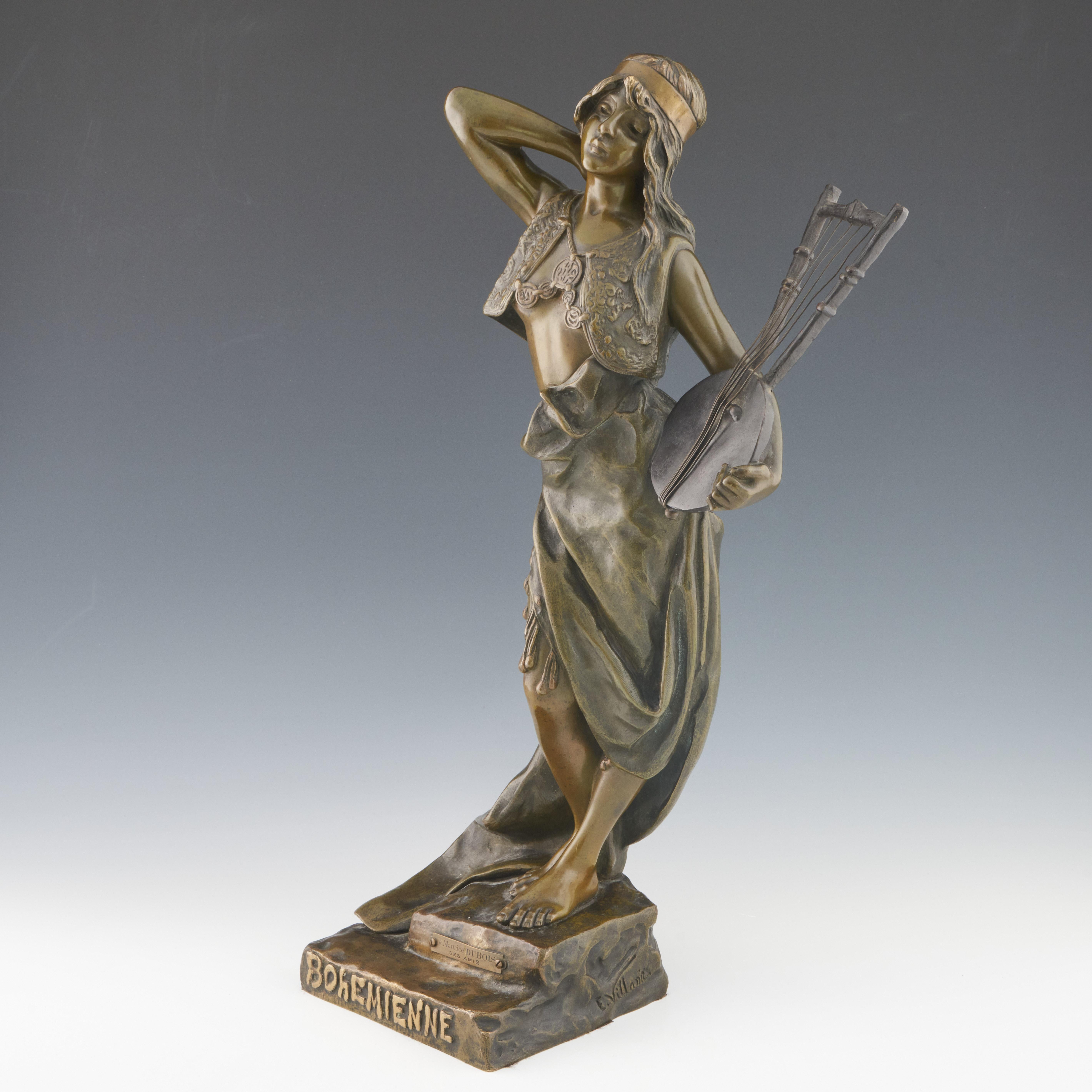 Scultura in bronzo Art Nouveau 'Bohemienne' di Emmanuel Villanis Circa 1890 in vendita 8