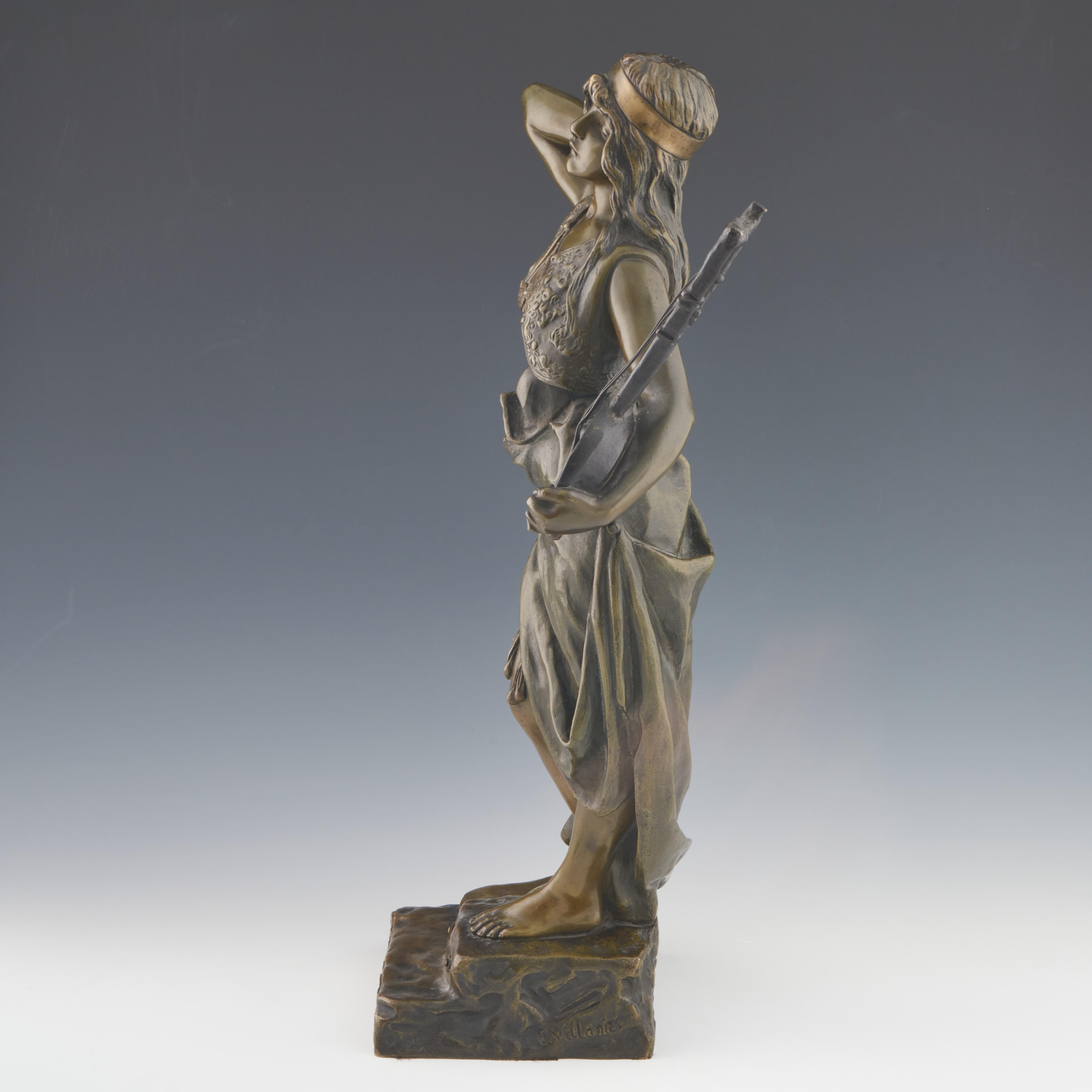 French 'Bohemienne' Art Nouveau Bronze Sculpture by Emmanuel Villanis, circa 1890 For Sale