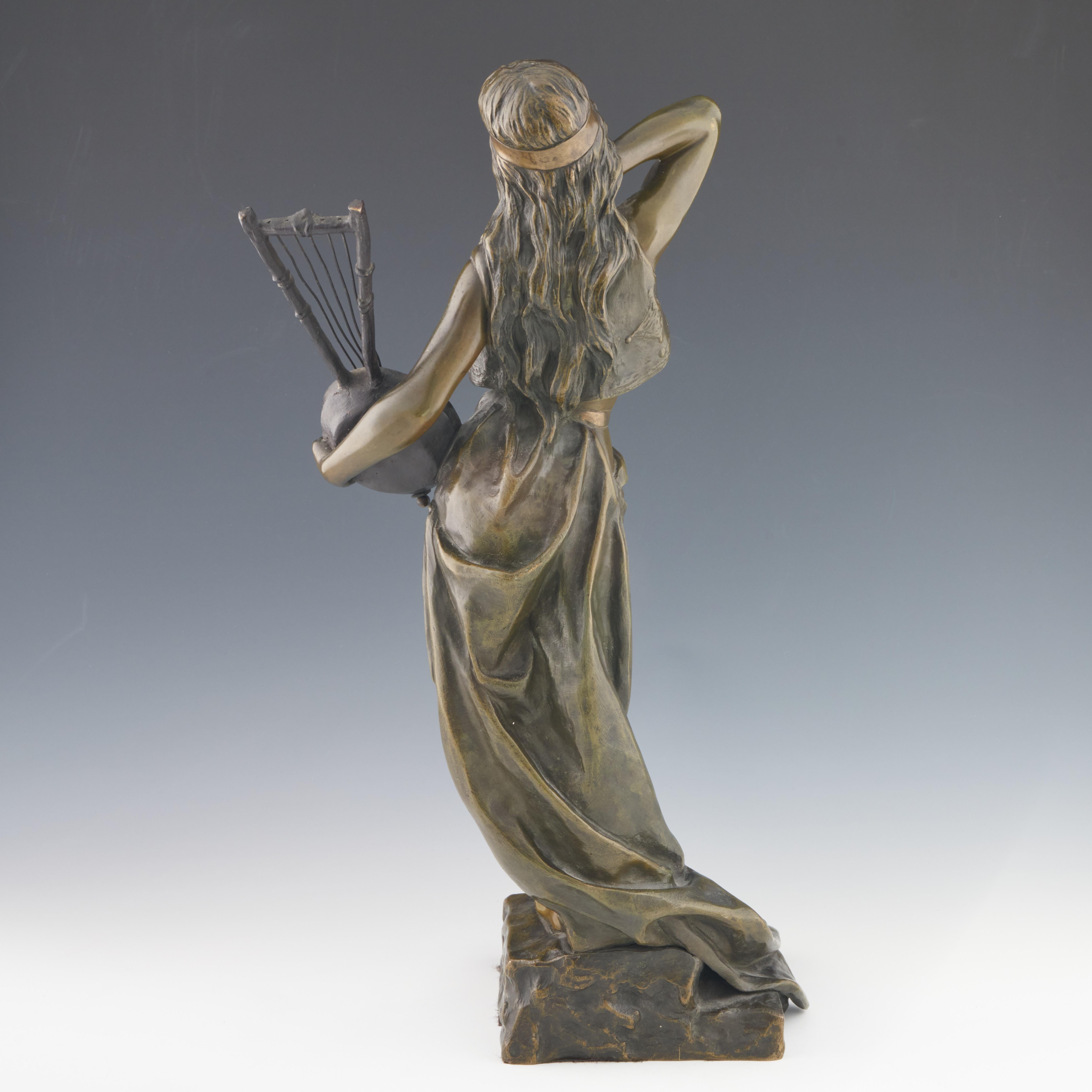 19th Century 'Bohemienne' Art Nouveau Bronze Sculpture by Emmanuel Villanis, circa 1890 For Sale