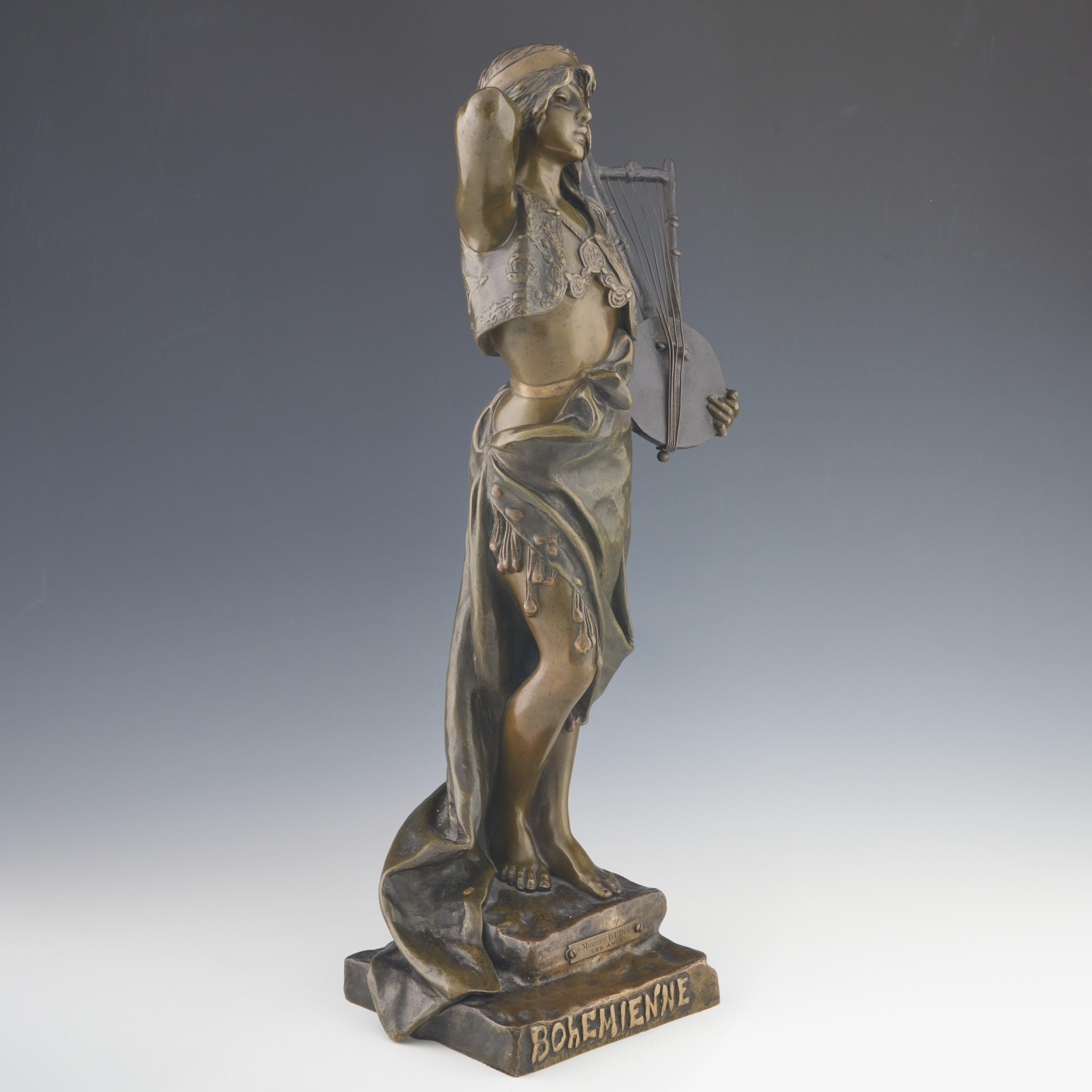 'Bohemienne' Art Nouveau Bronze Sculpture by Emmanuel Villanis, circa 1890 For Sale 2