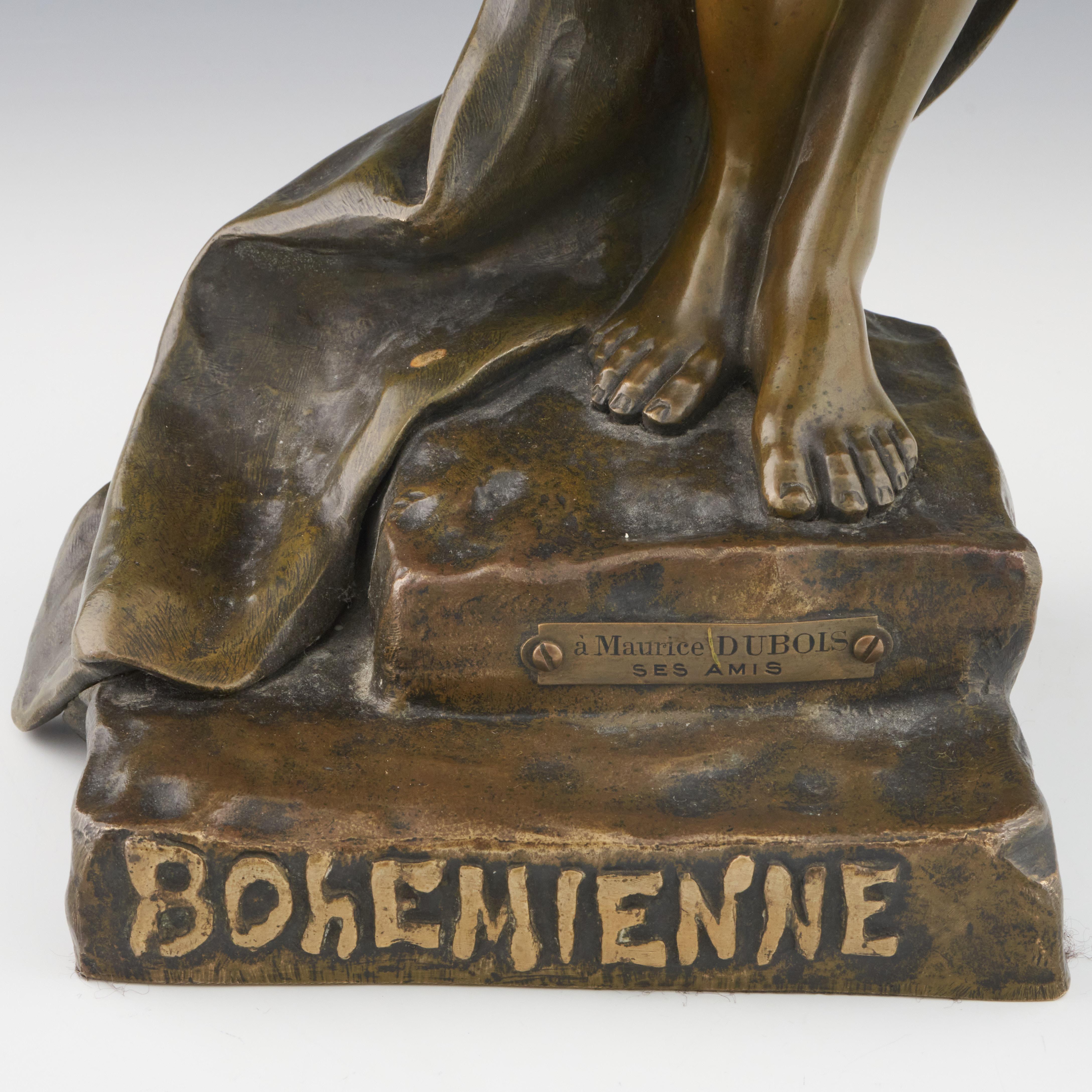 'Bohemienne' Art Nouveau Bronze Sculpture by Emmanuel Villanis, circa 1890 For Sale 4