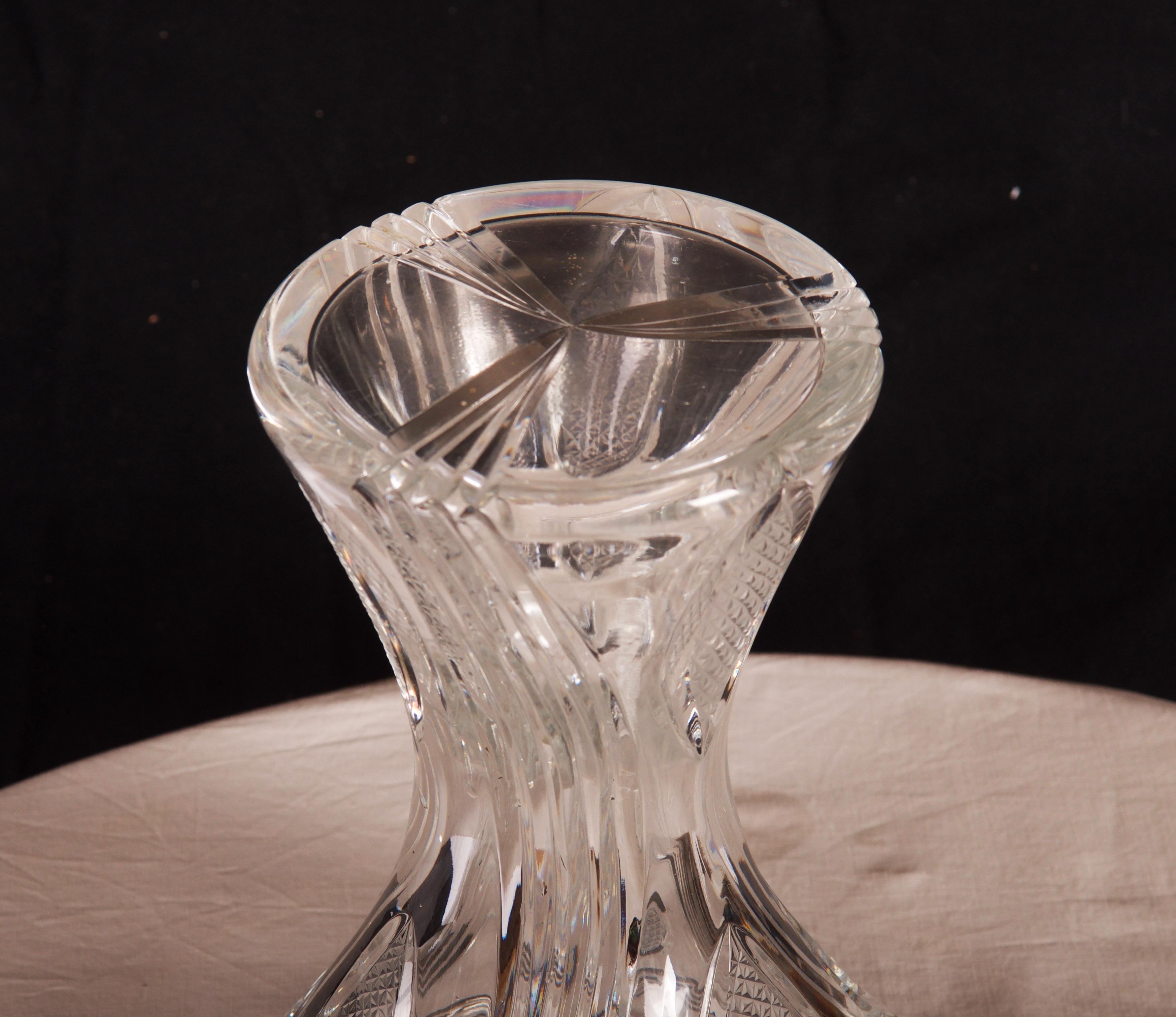 Czech Bohemin Crystal Flower Vase For Sale