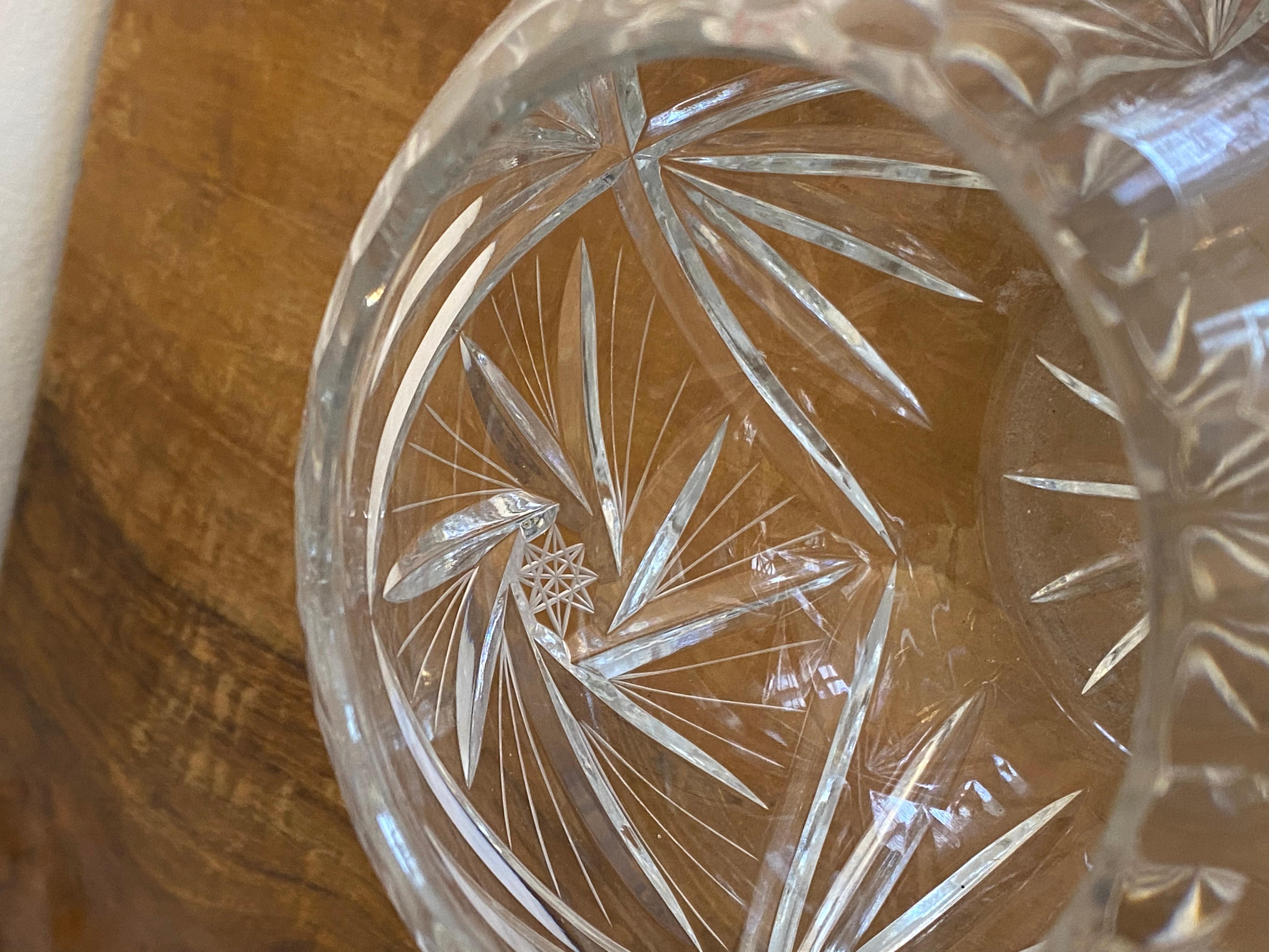 Czech Bohemin Cut Crystal Centrepiece Bowl For Sale