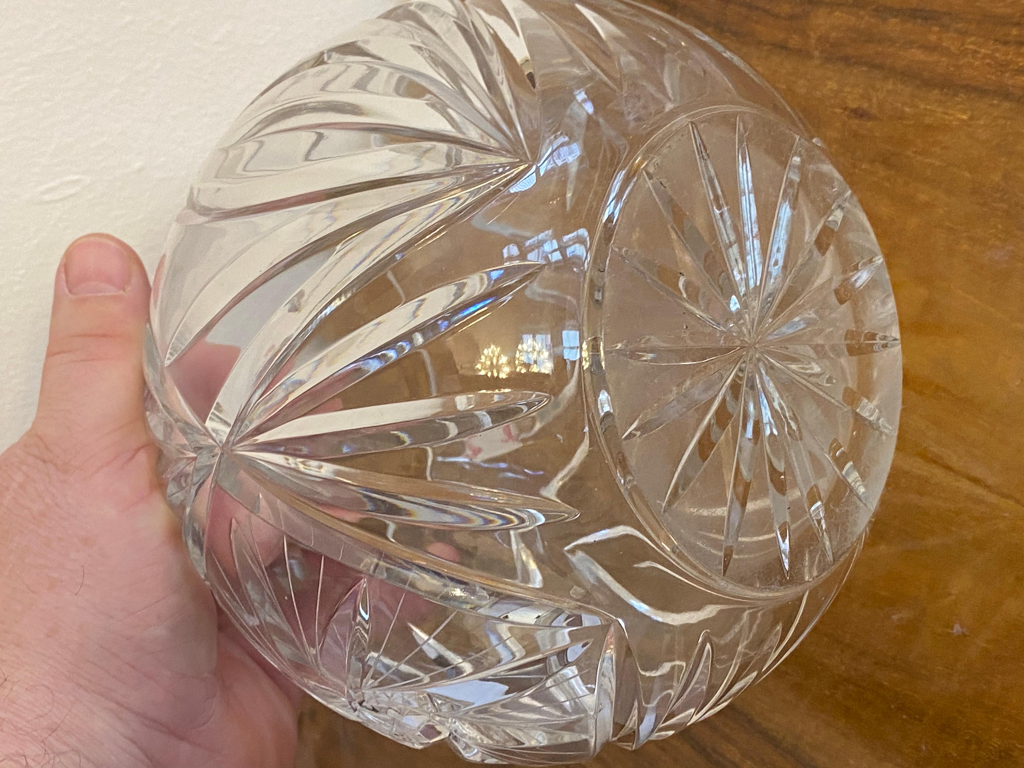Late 20th Century Bohemin Cut Crystal Centrepiece Bowl For Sale