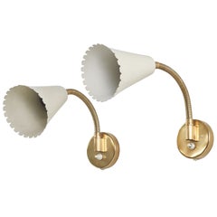 Böhlmarks, Adjustable Sconces, Brass, Lacquered Metal, Sweden, 1950s