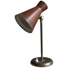 Böhlmarks, Adjustable Table Lamp, Brass, Lacqured metal, Sweden, 1950s