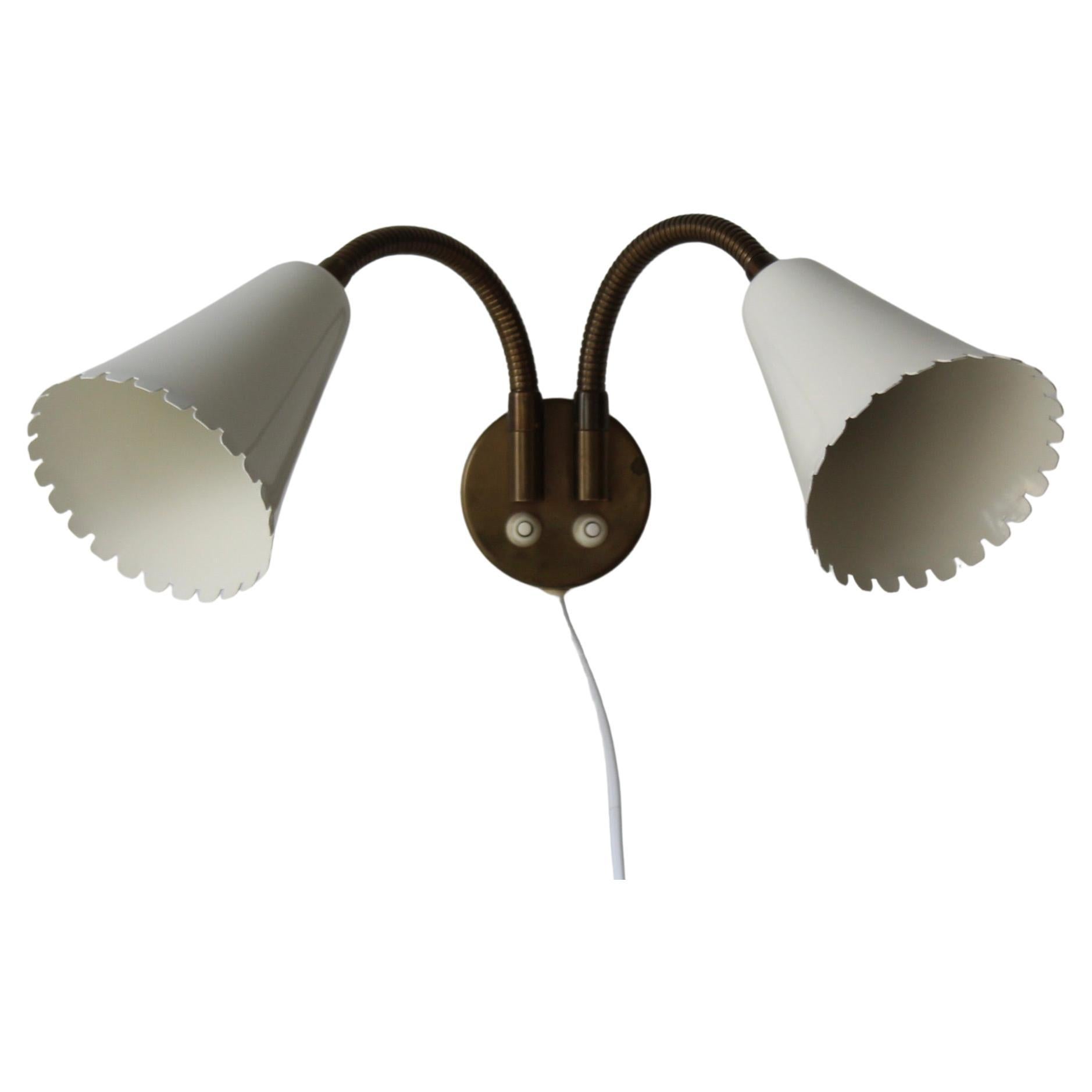 Böhlmarks, Adjustable Wall Light / Sconce, Brass, Lacquer Metal, Sweden, 1950s