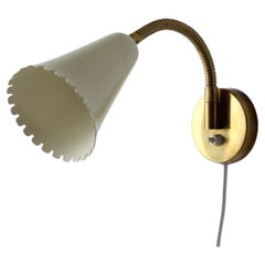 Böhlmarks, Adjustable Wall Light / Sconce, Brass, Lacquer Metal, Sweden, 1950s