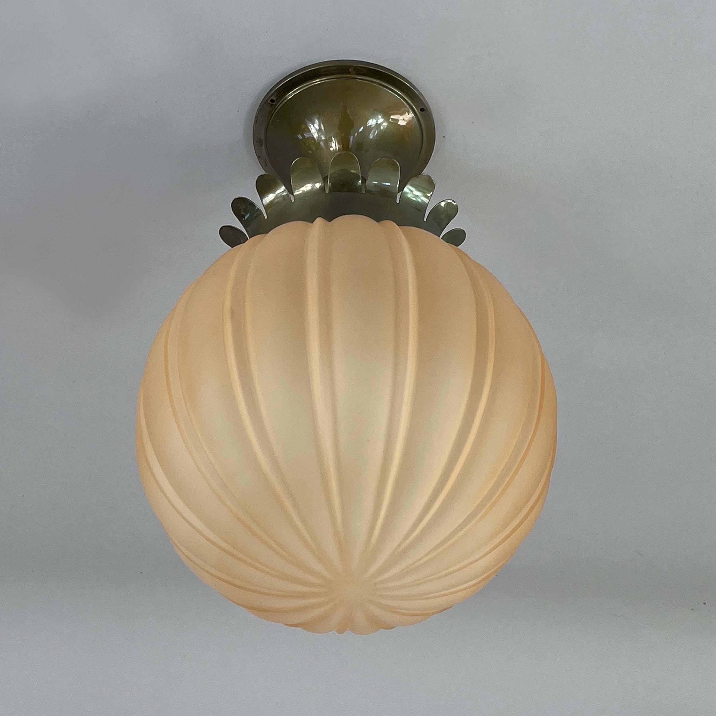 Böhlmarks Art Deco Amber Havanna Glass Ceiling light, Harald Notini, 1930s 6
