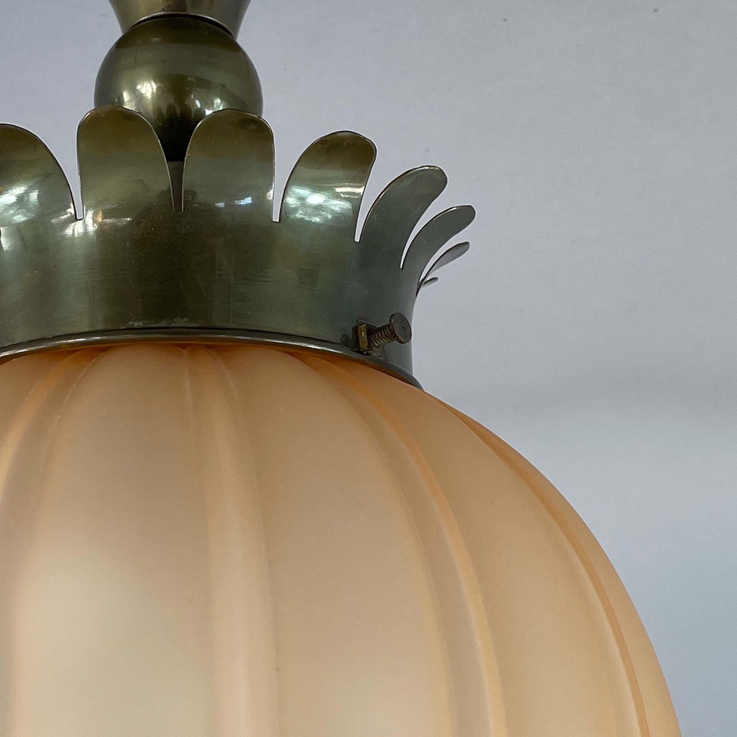 Böhlmarks Art Deco Amber Havanna Glass Ceiling light, Harald Notini, 1930s 7