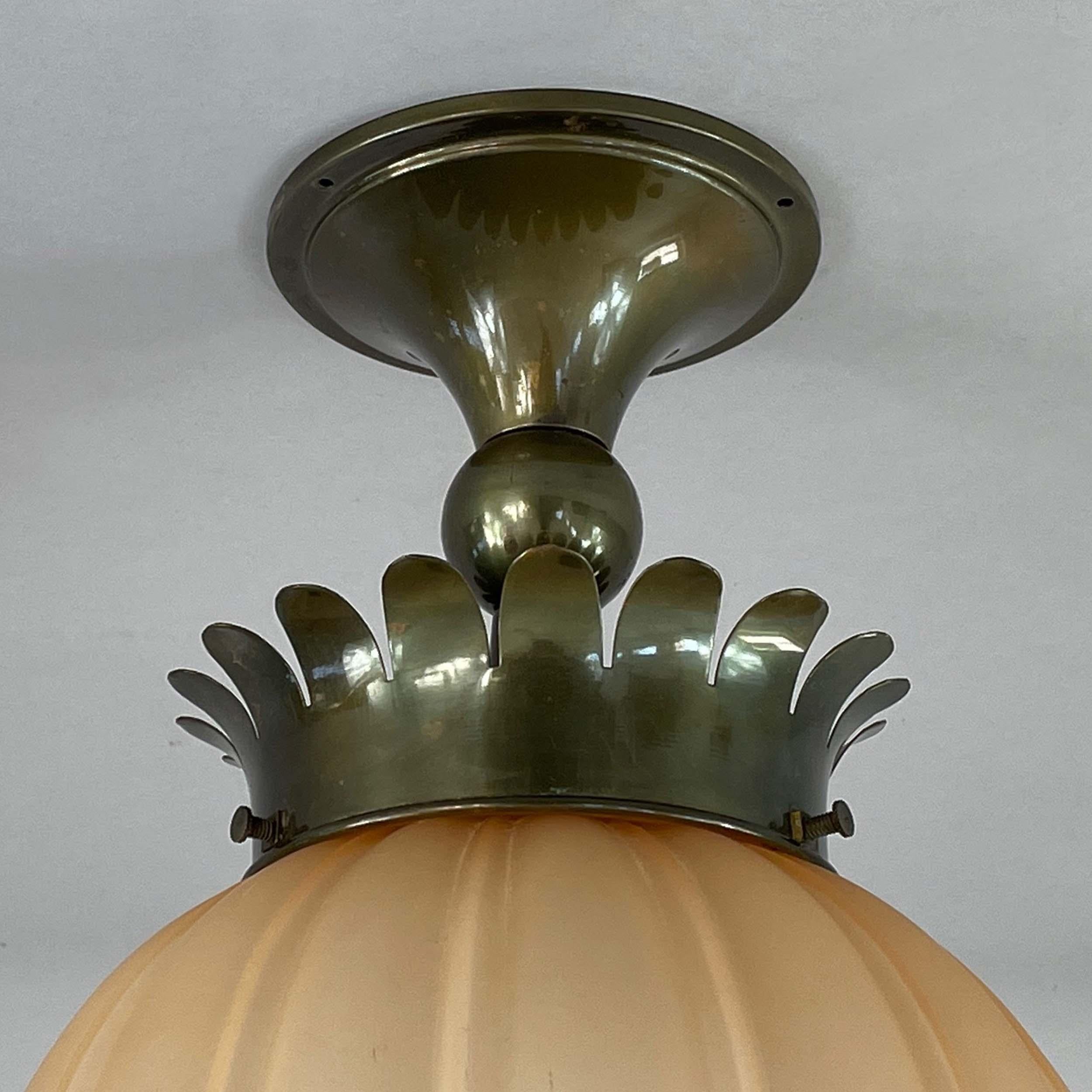 Böhlmarks Art Deco Amber Havanna Glass Ceiling light, Harald Notini, 1930s In Good Condition In NUEMBRECHT, NRW
