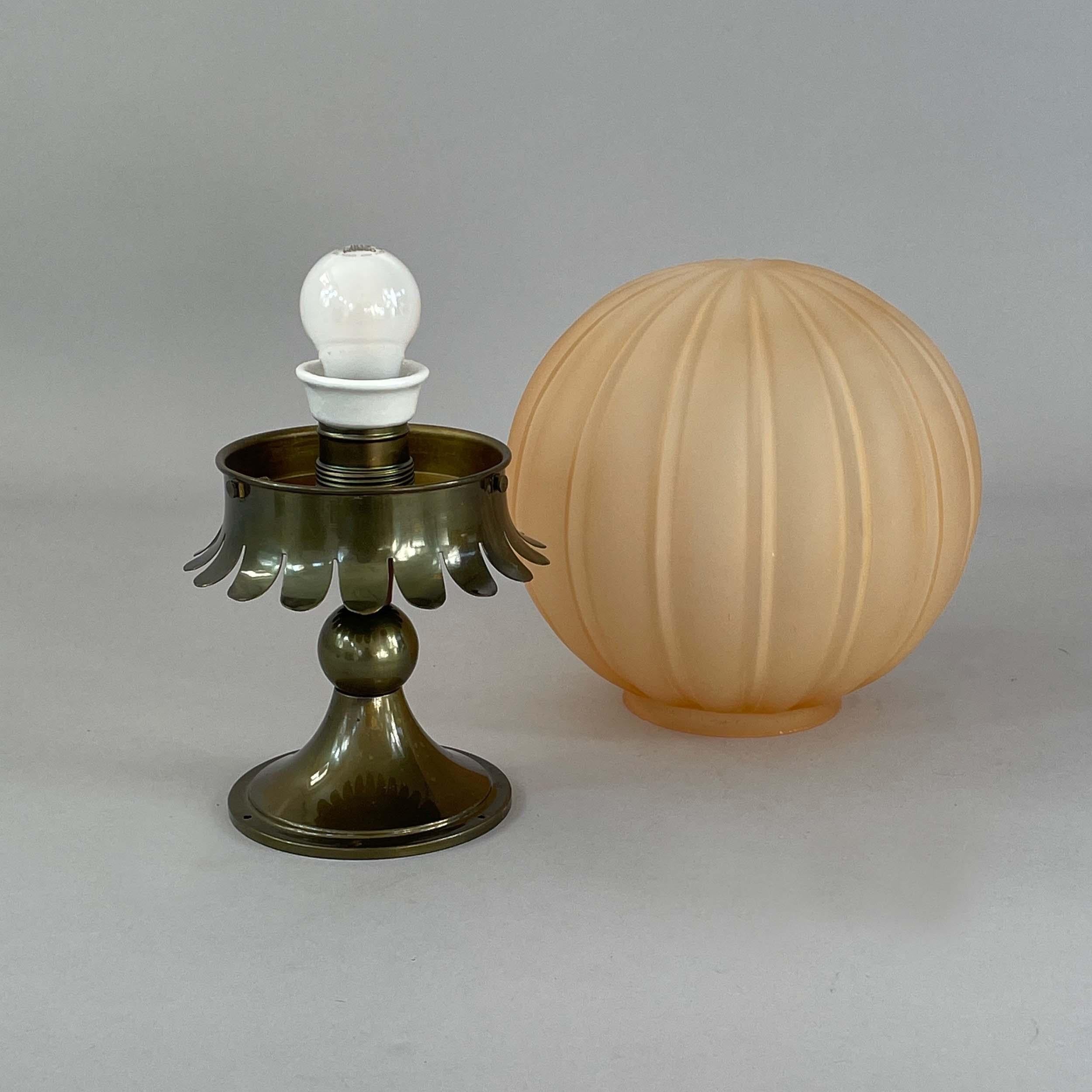 Brass Böhlmarks Art Deco Amber Havanna Glass Ceiling light, Harald Notini, 1930s