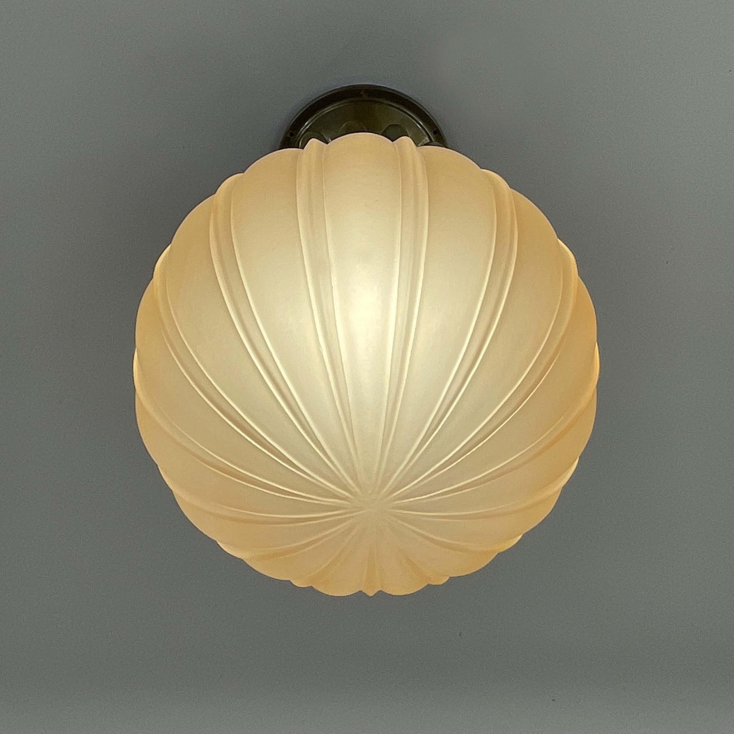 Böhlmarks Art Deco Amber Havanna Glass Ceiling light, Harald Notini, 1930s 2