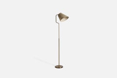 Böhlmarks 'Attribution' Adjustable Floor Lamp, Brass, Fabric, Sweden, 1940s