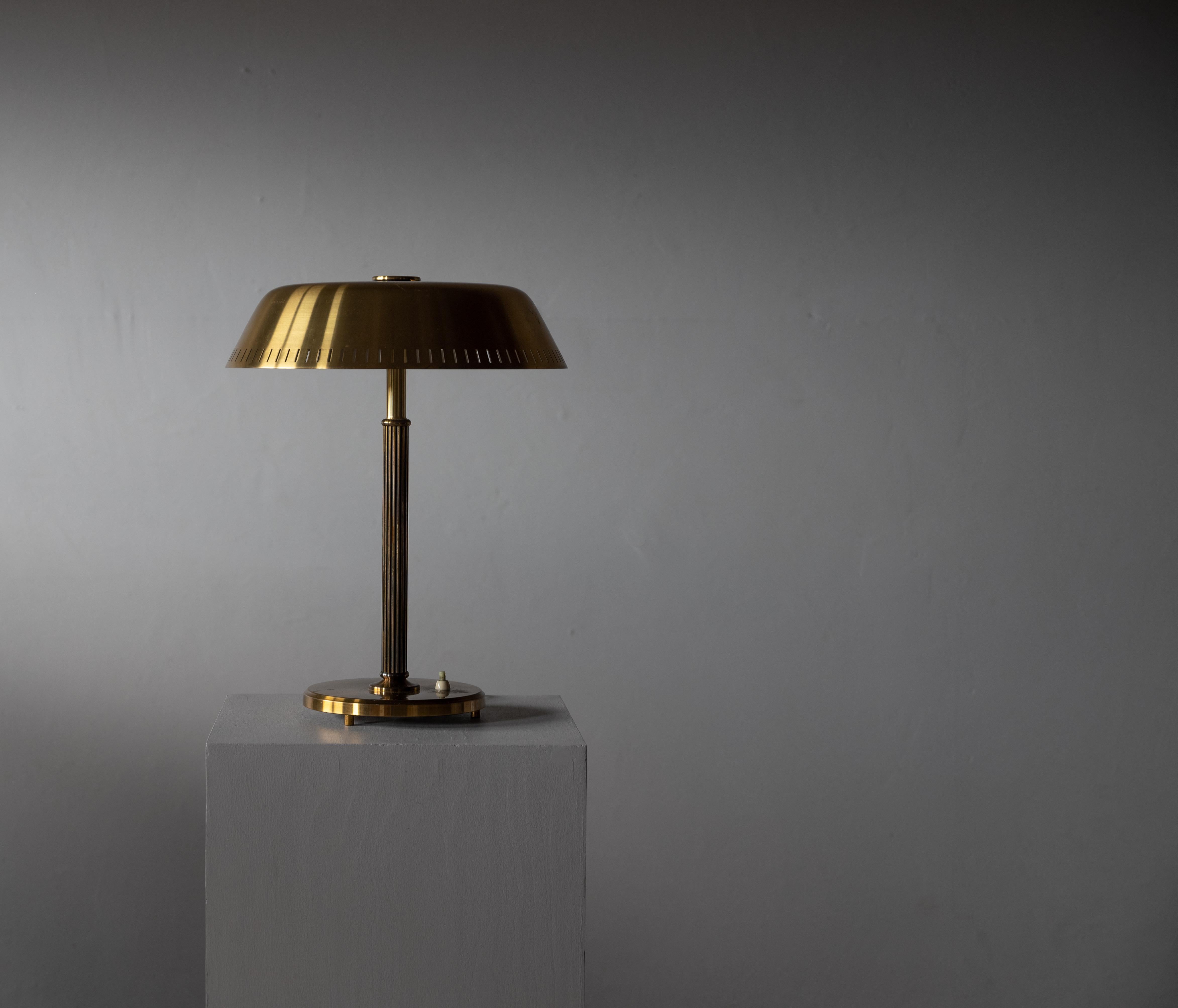 Mid-Century Modern Böhlmarks 'Attribution', Table Lamp, Brass, Sweden, 1940s