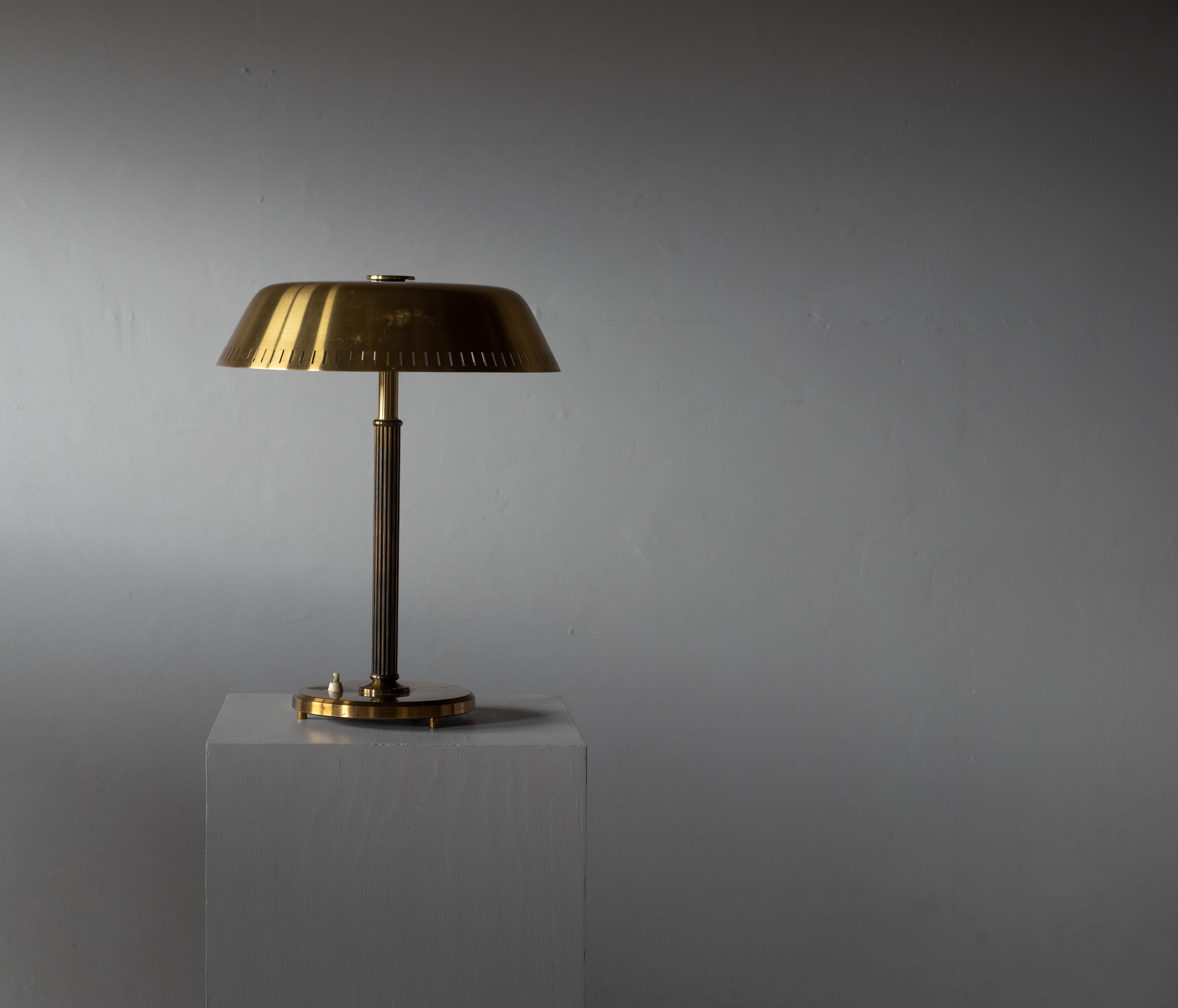 Böhlmarks 'Attribution', Table Lamp, Brass, Sweden, 1940s In Good Condition In High Point, NC