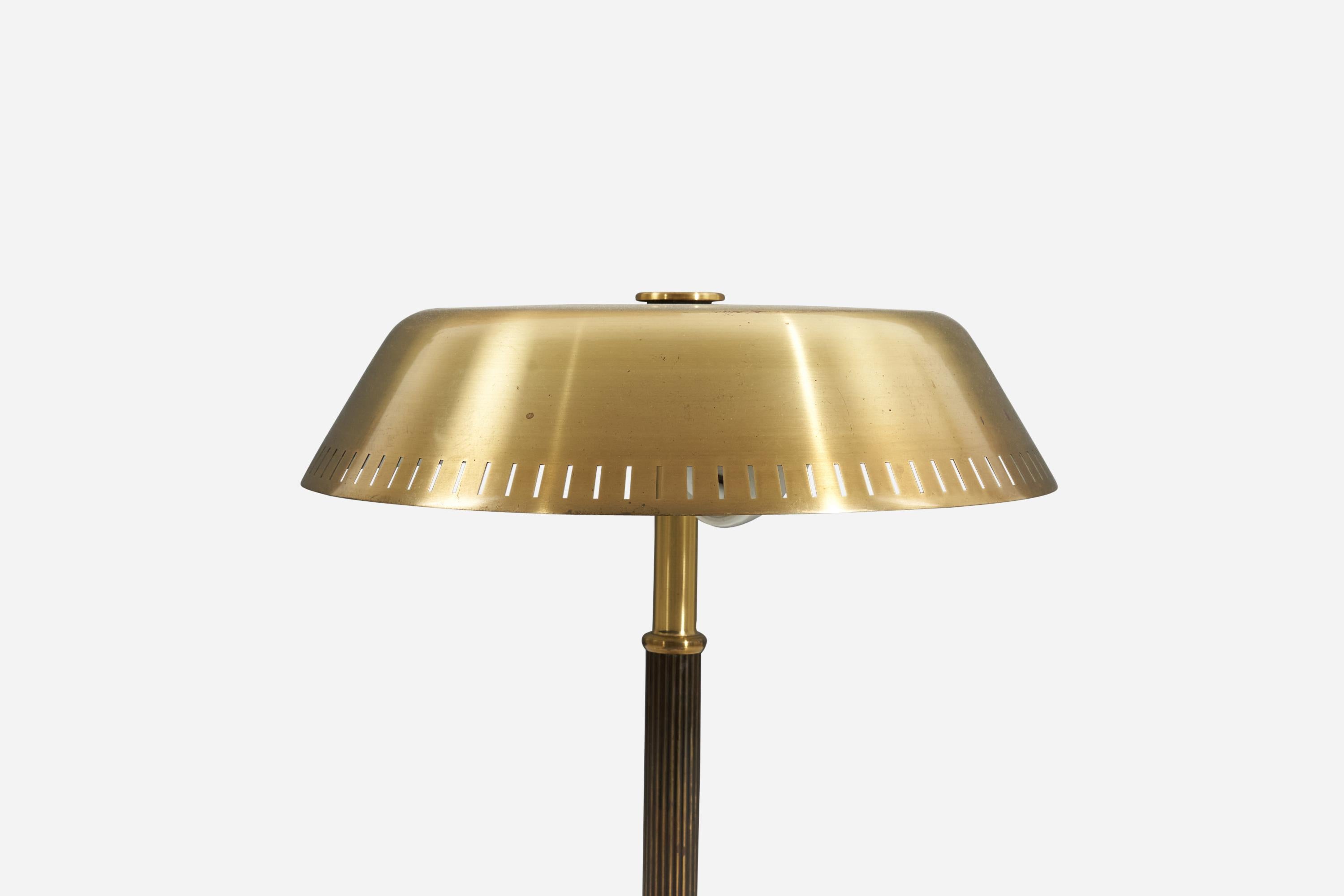 Swedish Böhlmarks 'Attribution', Table Lamp, Brass, Sweden, 1940s For Sale