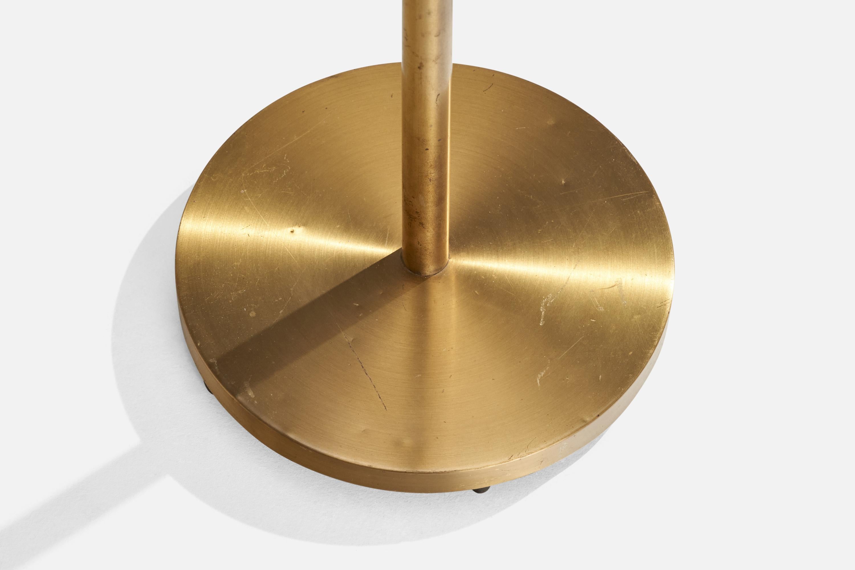 Mid-20th Century Böhlmarks, Floor Lamp, Brass, Rattan, Sweden, 1940s