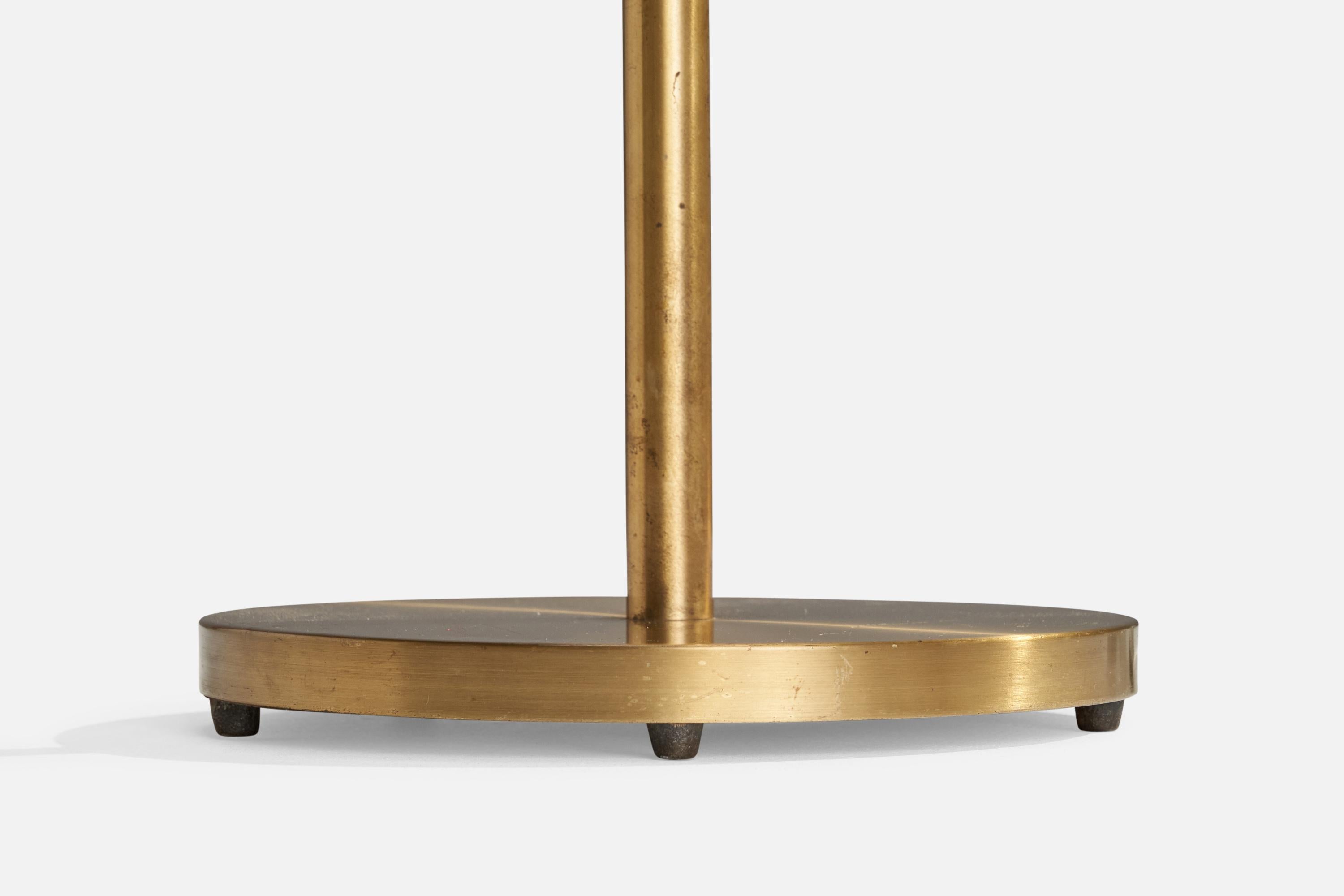 Böhlmarks, Floor Lamp, Brass, Rattan, Sweden, 1940s 1