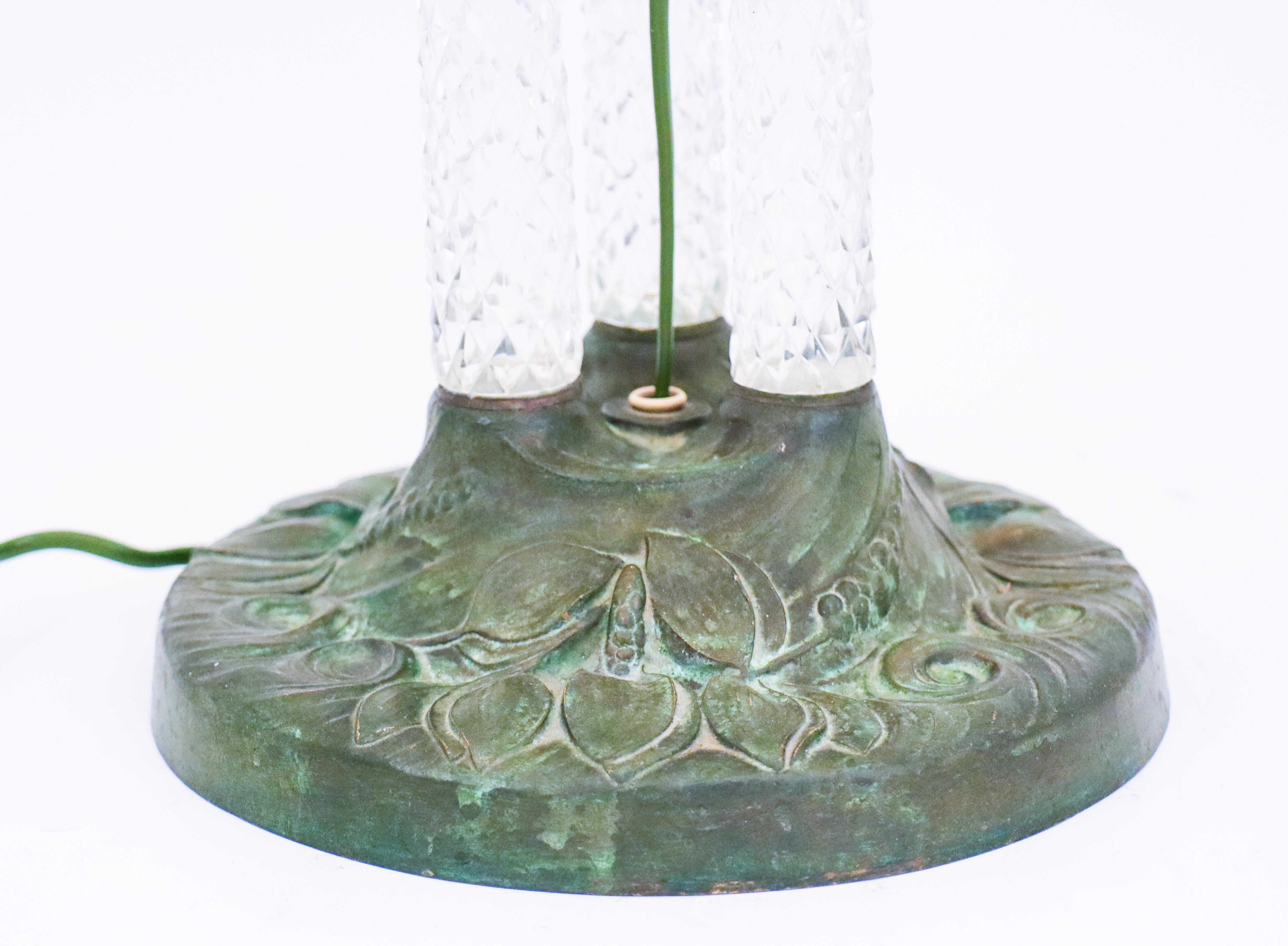 20th Century Böhlmarks Lampfactory - Very Rare Art Nouveau Table lamp - Crystal & Bronze  For Sale