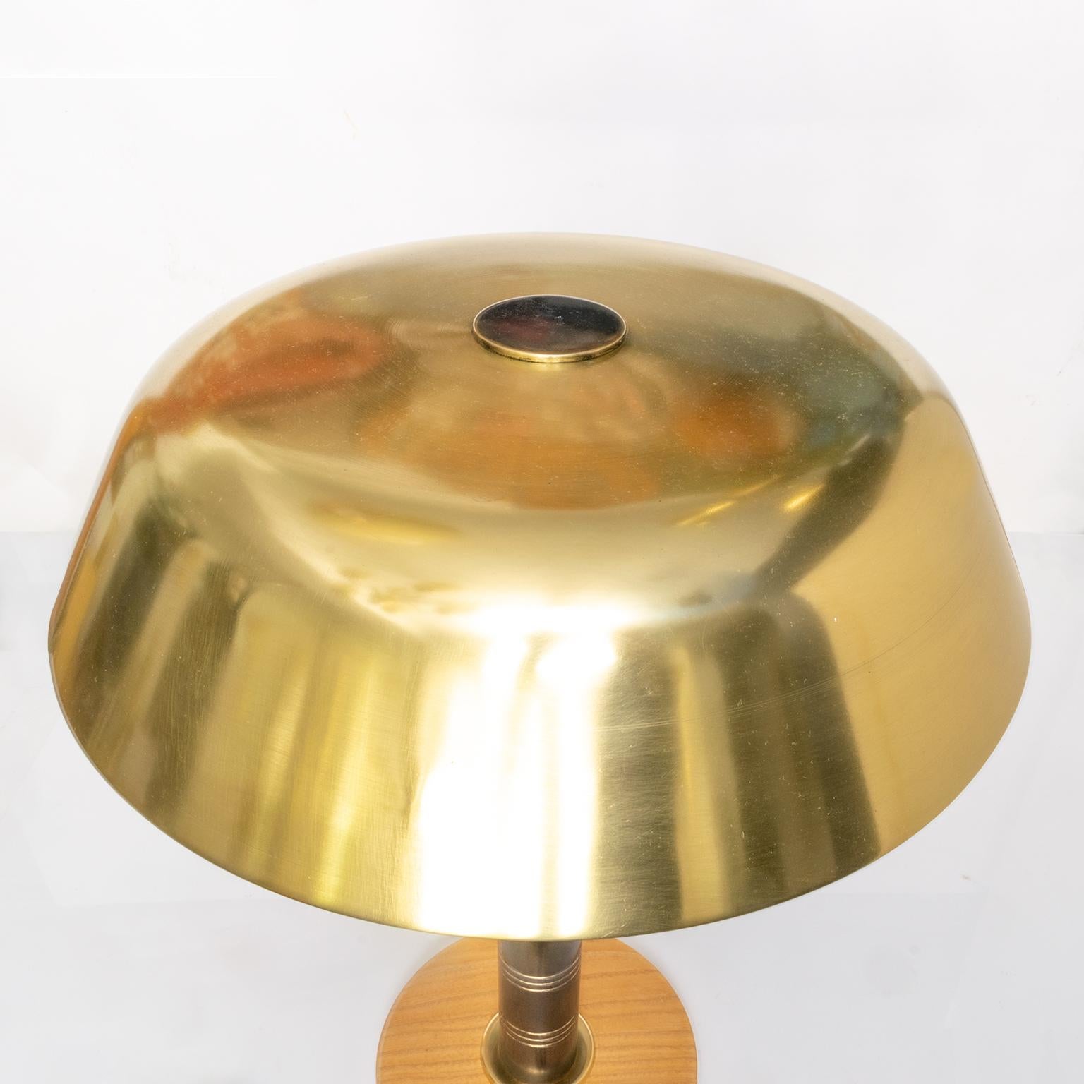20th Century Bohlmarks Scandinavian Modern Brass and Wood Lamp