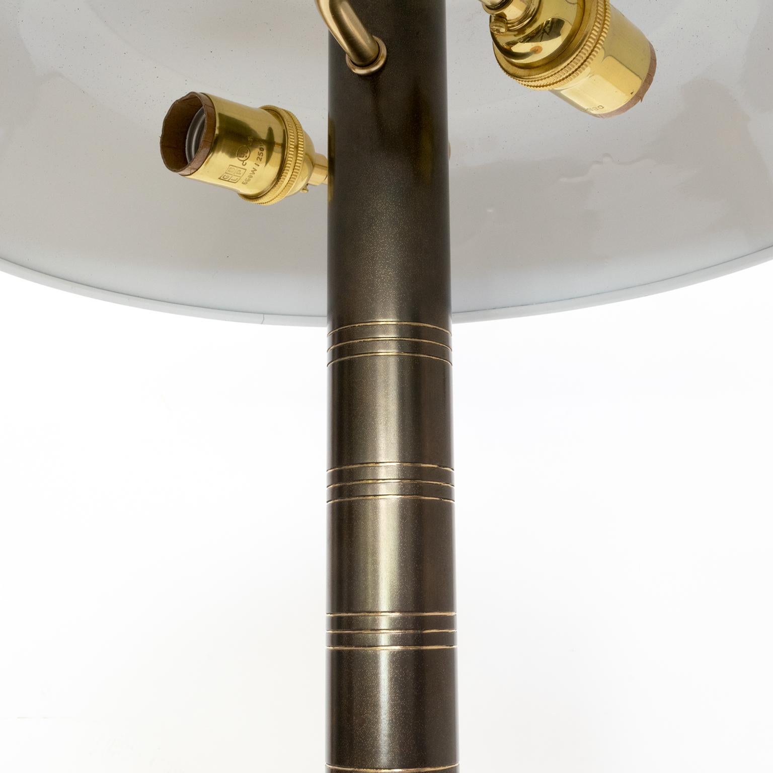 Bohlmarks Scandinavian Modern Brass and Wood Lamp 1