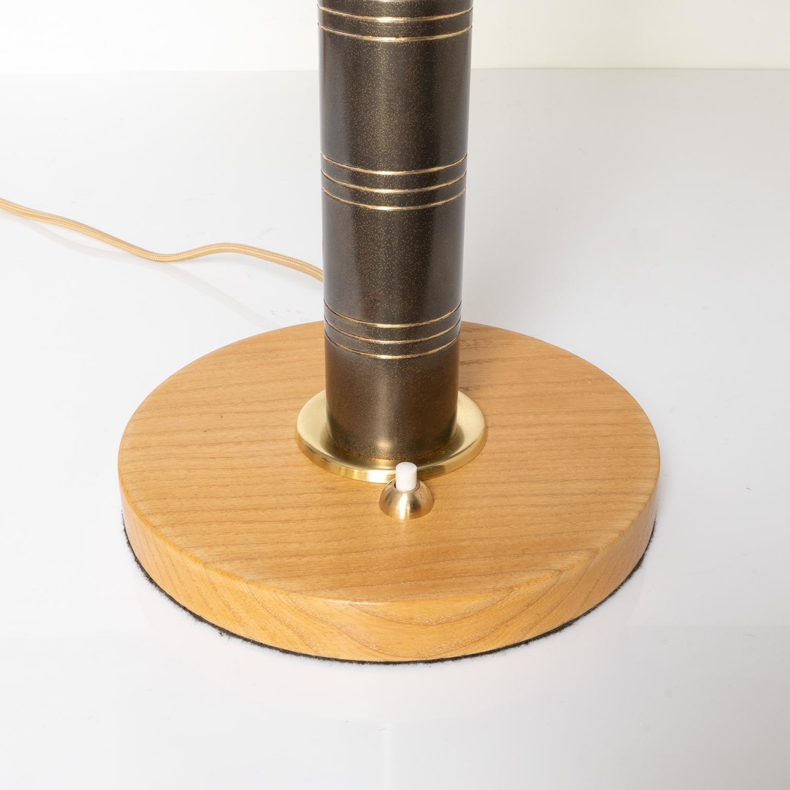 Bohlmarks Scandinavian Modern Brass and Wood Lamp 2