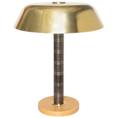 Bohlmarks Scandinavian Modern Brass and Wood Lamp