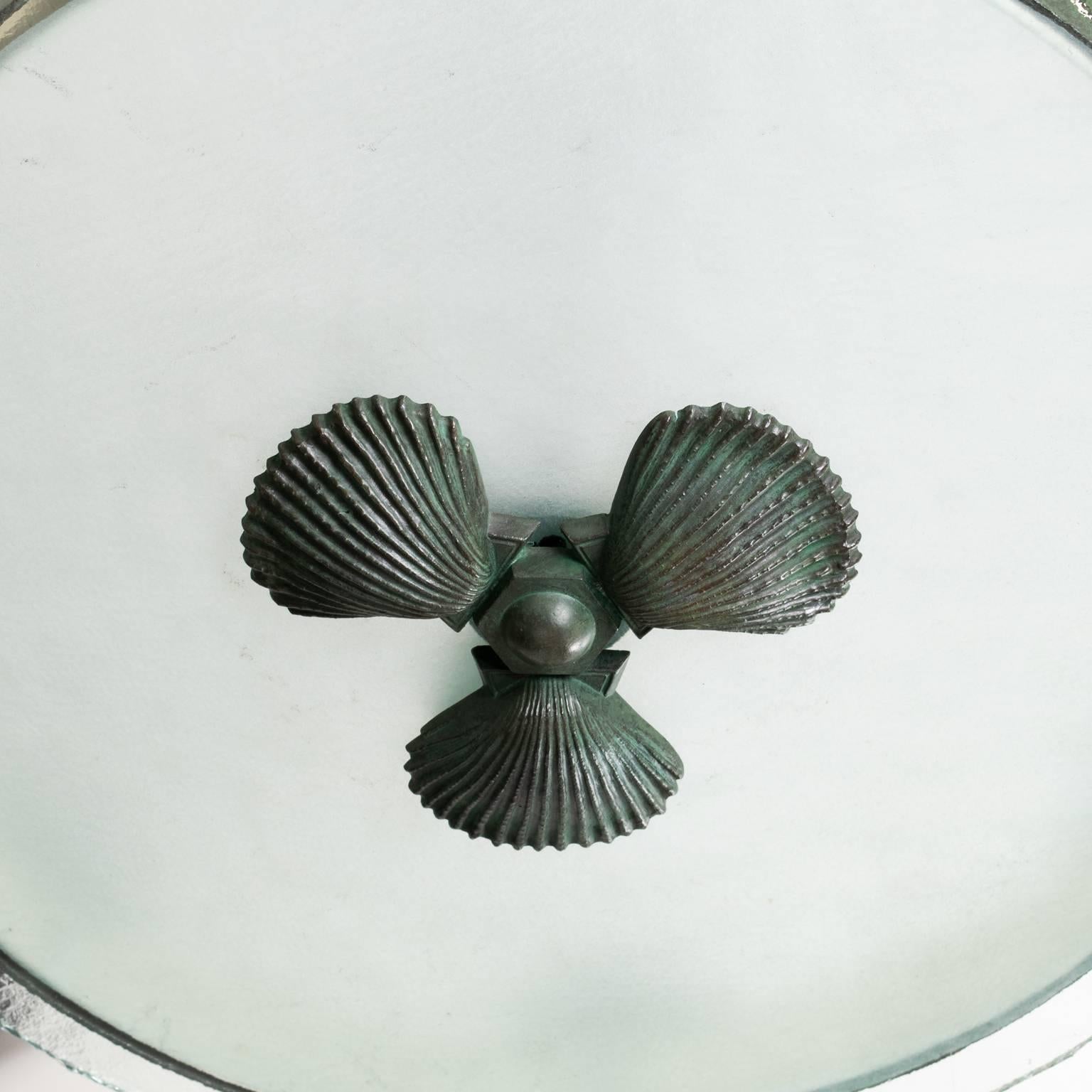 Patinated Bohlmarks Shell Pendant Fixture Swedish Art Deco