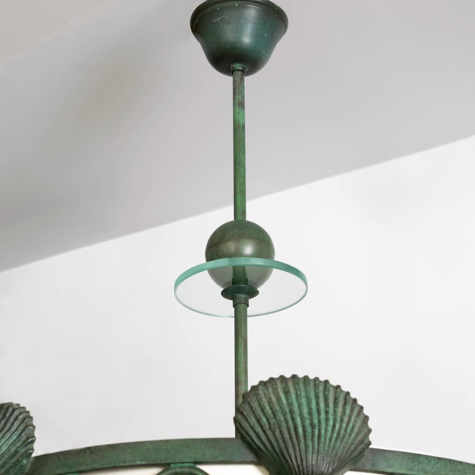 Bohlmarks Shell Pendant Fixture Swedish Art Deco In Excellent Condition In New York, NY