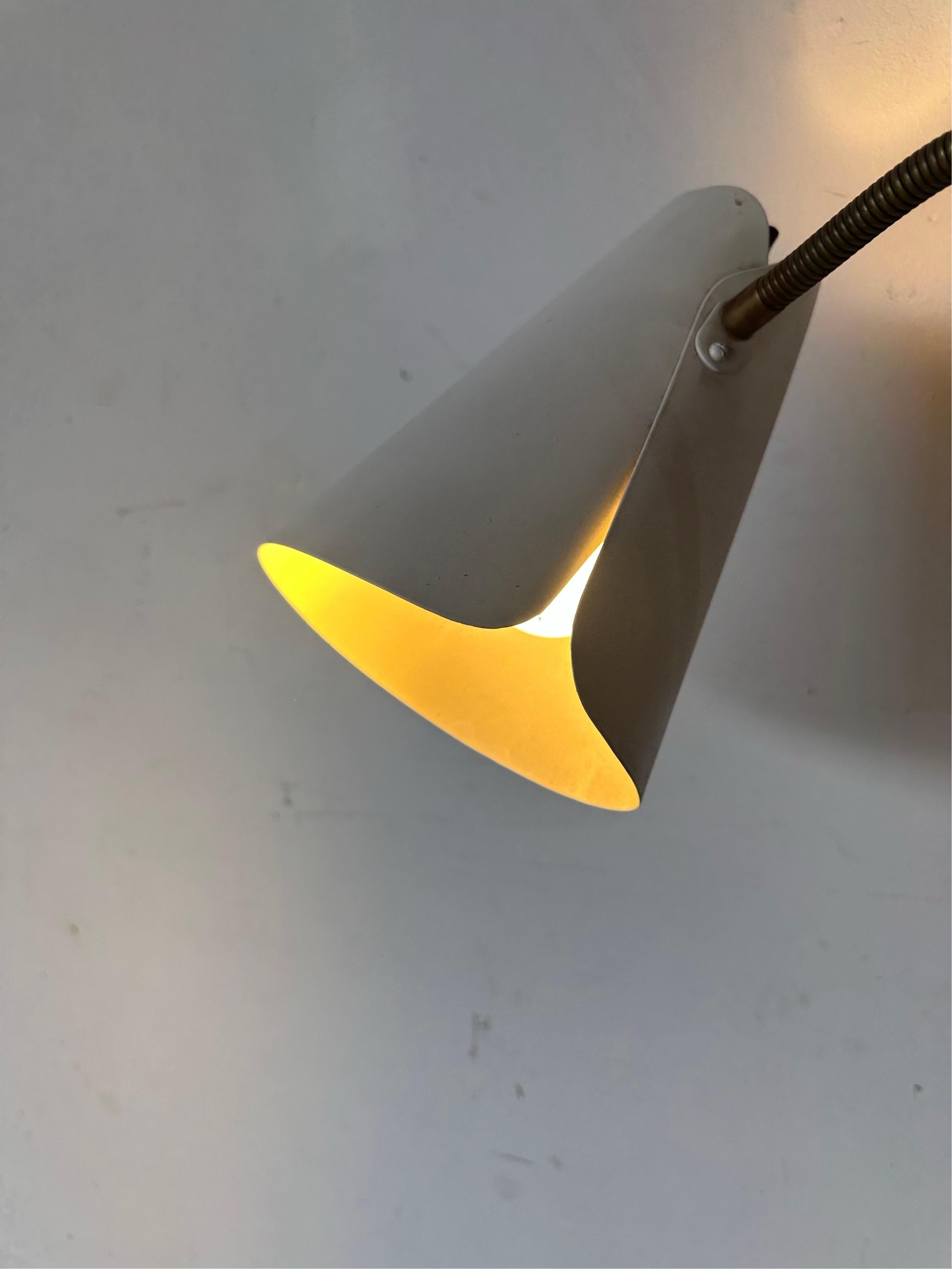 Metal Bohlmarks of Sweden Midcentury Modern Gooseneck Floor Lamp with Elegant Shade For Sale