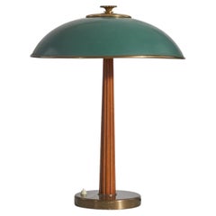 Böhlmarks, Table Lamp Brass, Stained Elm, Lacquered Steel, 1935