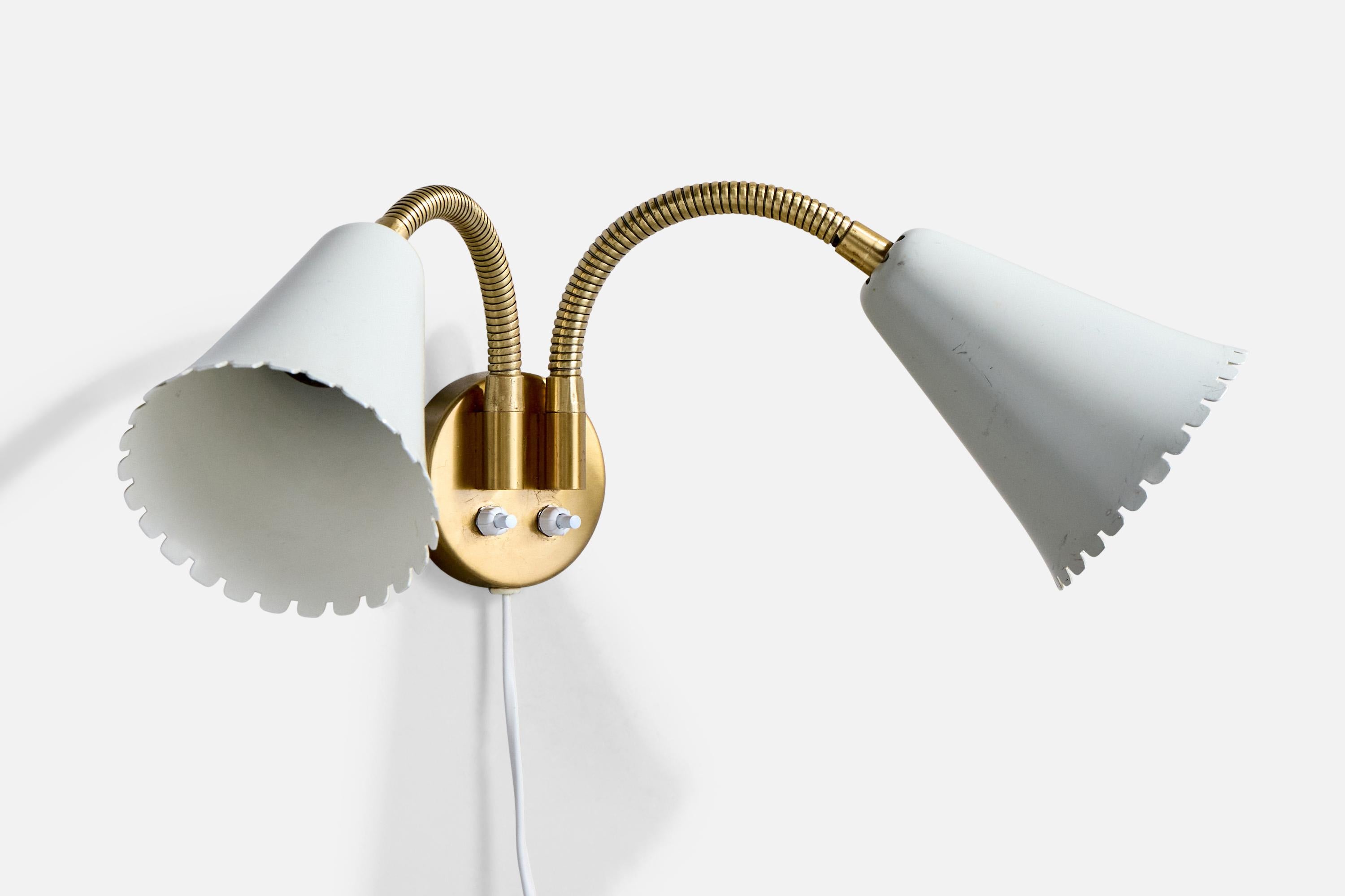Scandinavian Modern Böhlmarks, Wall Light, Brass, Metal, Sweden, 1940s For Sale