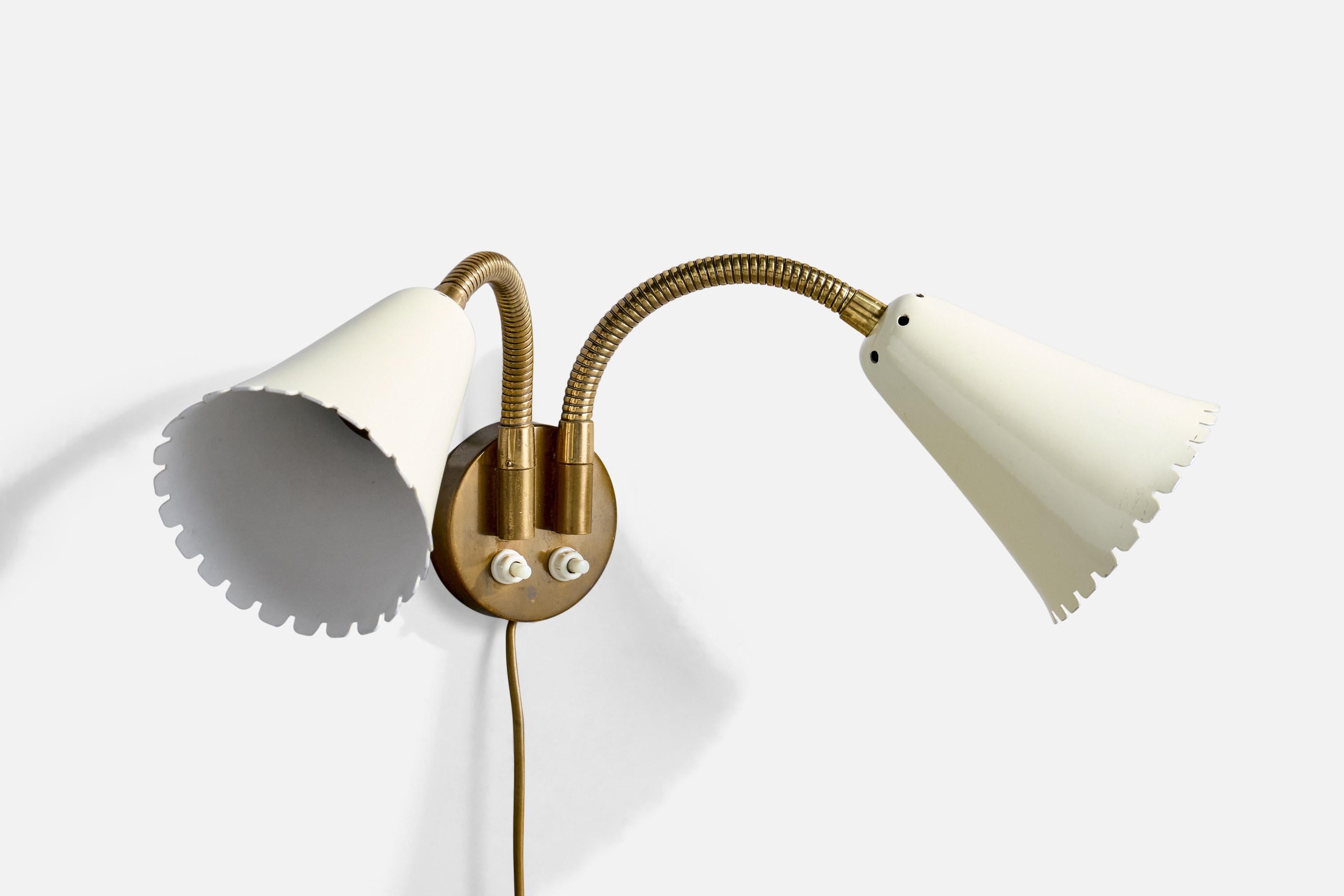 Scandinavian Modern Böhlmarks, Wall Light, Brass, Metal, Sweden, 1940s For Sale