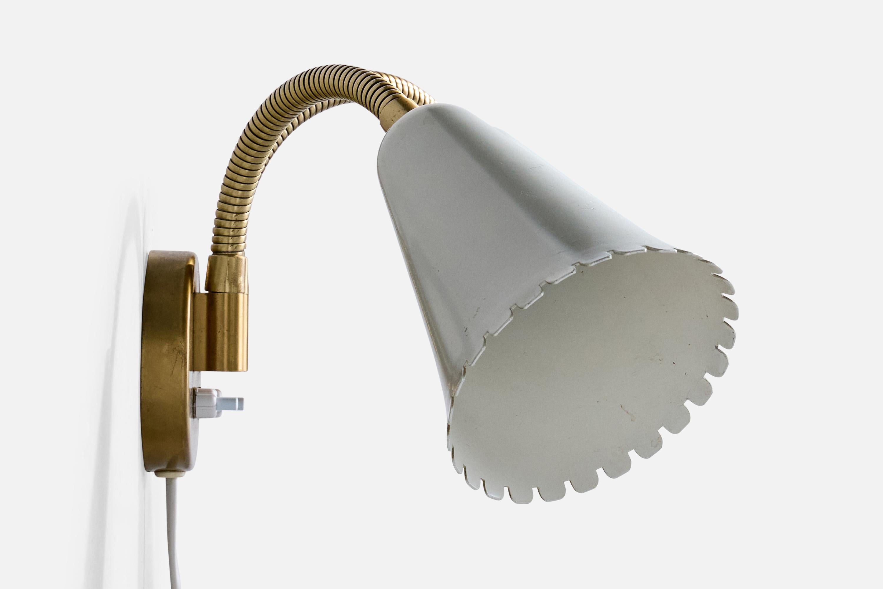 Swedish Böhlmarks, Wall Light, Brass, Metal, Sweden, 1940s For Sale
