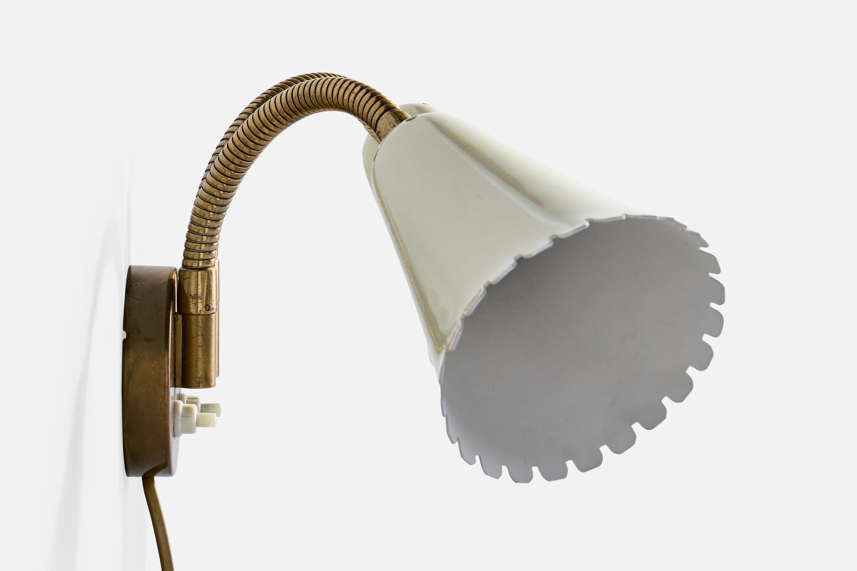 Swedish Böhlmarks, Wall Light, Brass, Metal, Sweden, 1940s For Sale