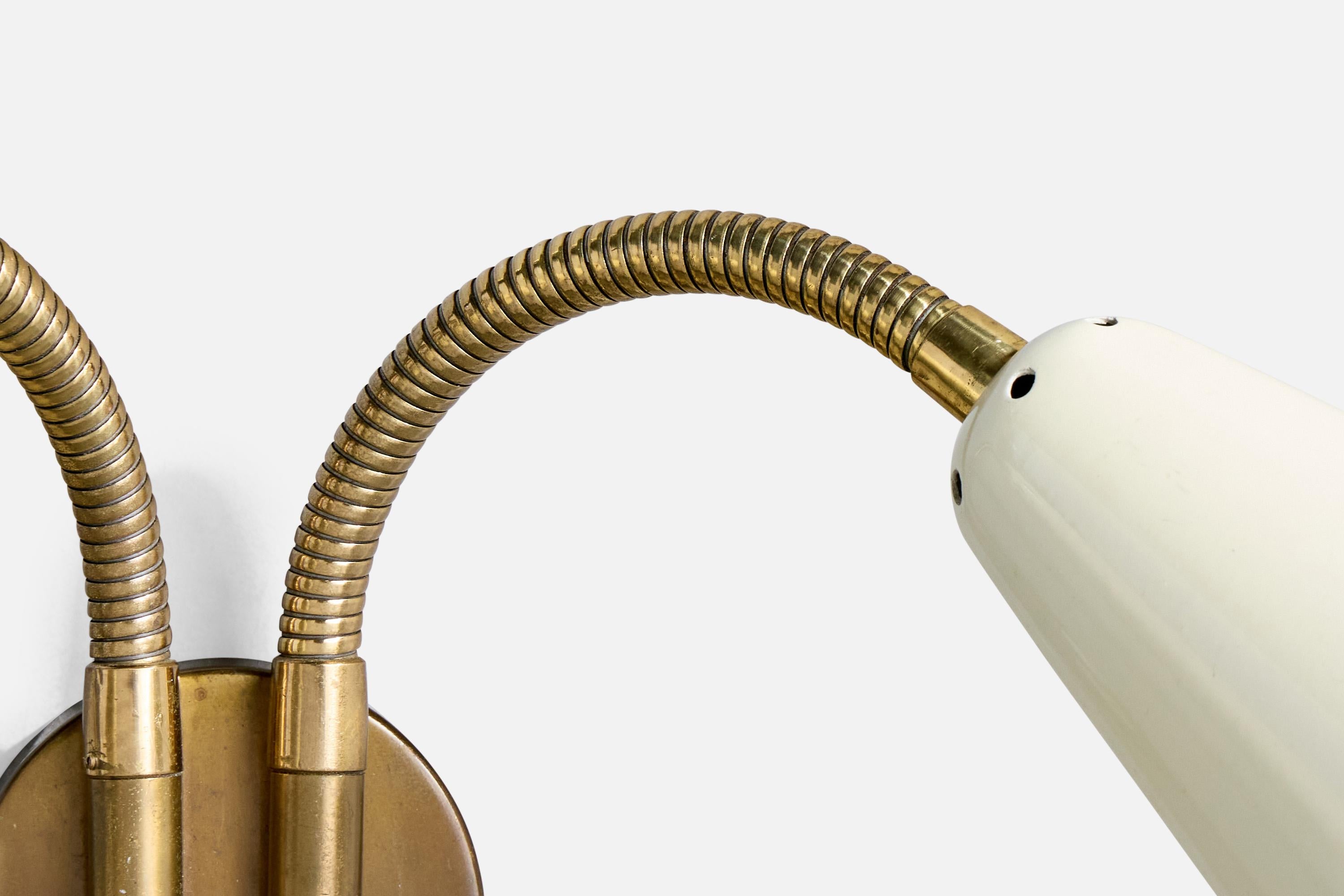 Mid-20th Century Böhlmarks, Wall Light, Brass, Metal, Sweden, 1940s For Sale