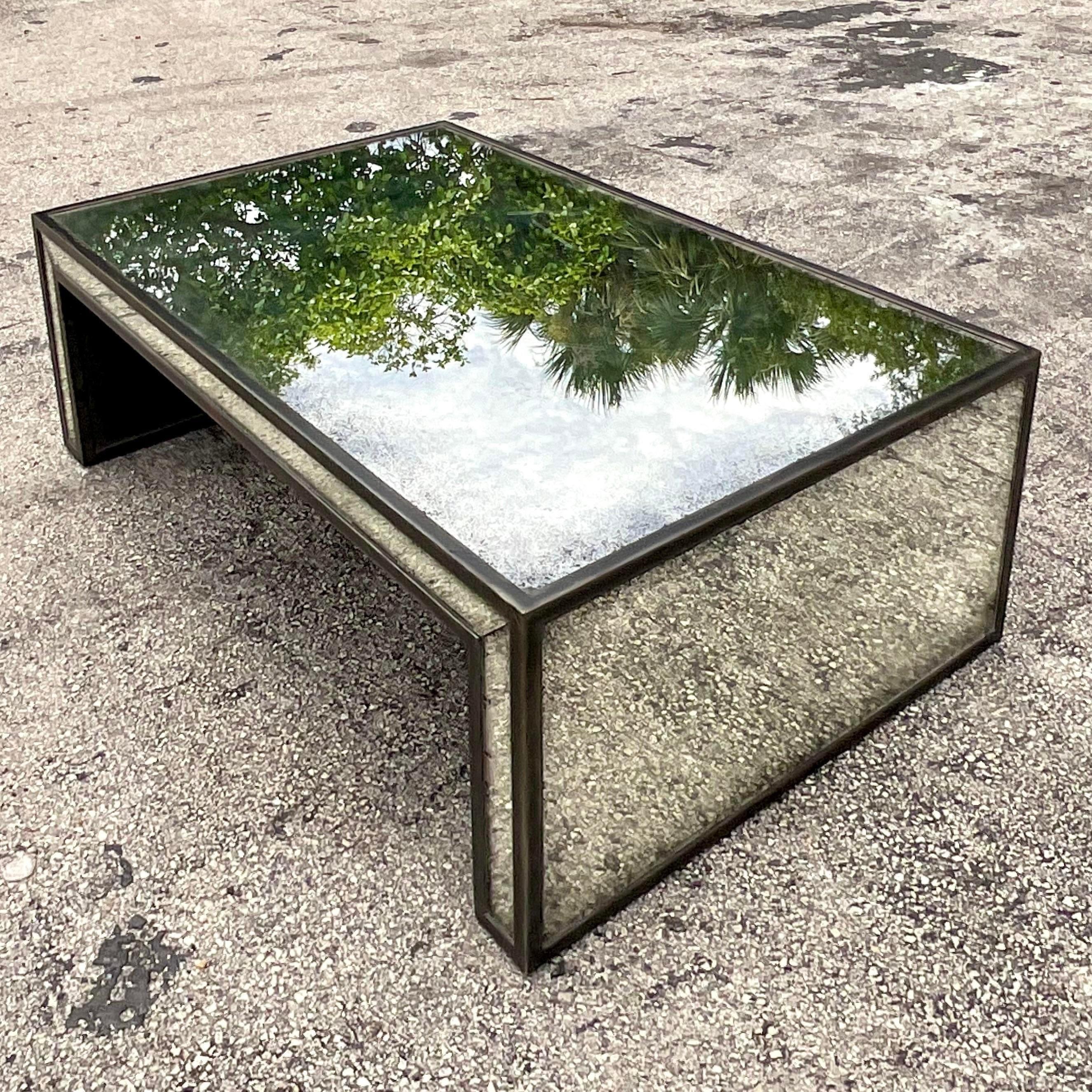 Boho Archive Home for Century Antiqued Mirror Coffee Table at 1stDibs
