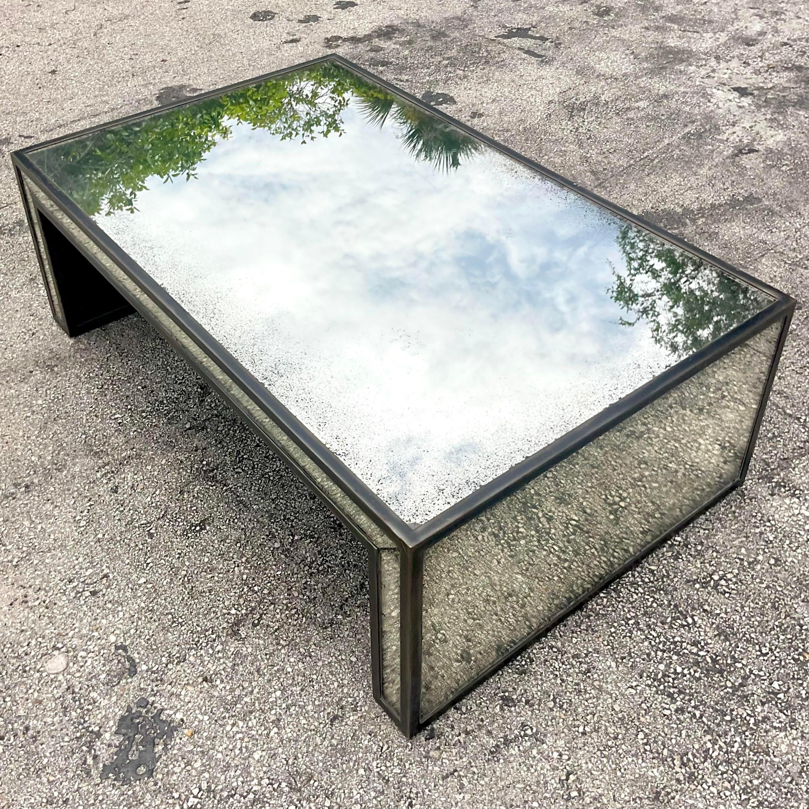 Boho Archive Home for Century Antiqued Mirror Coffee Table at 1stDibs